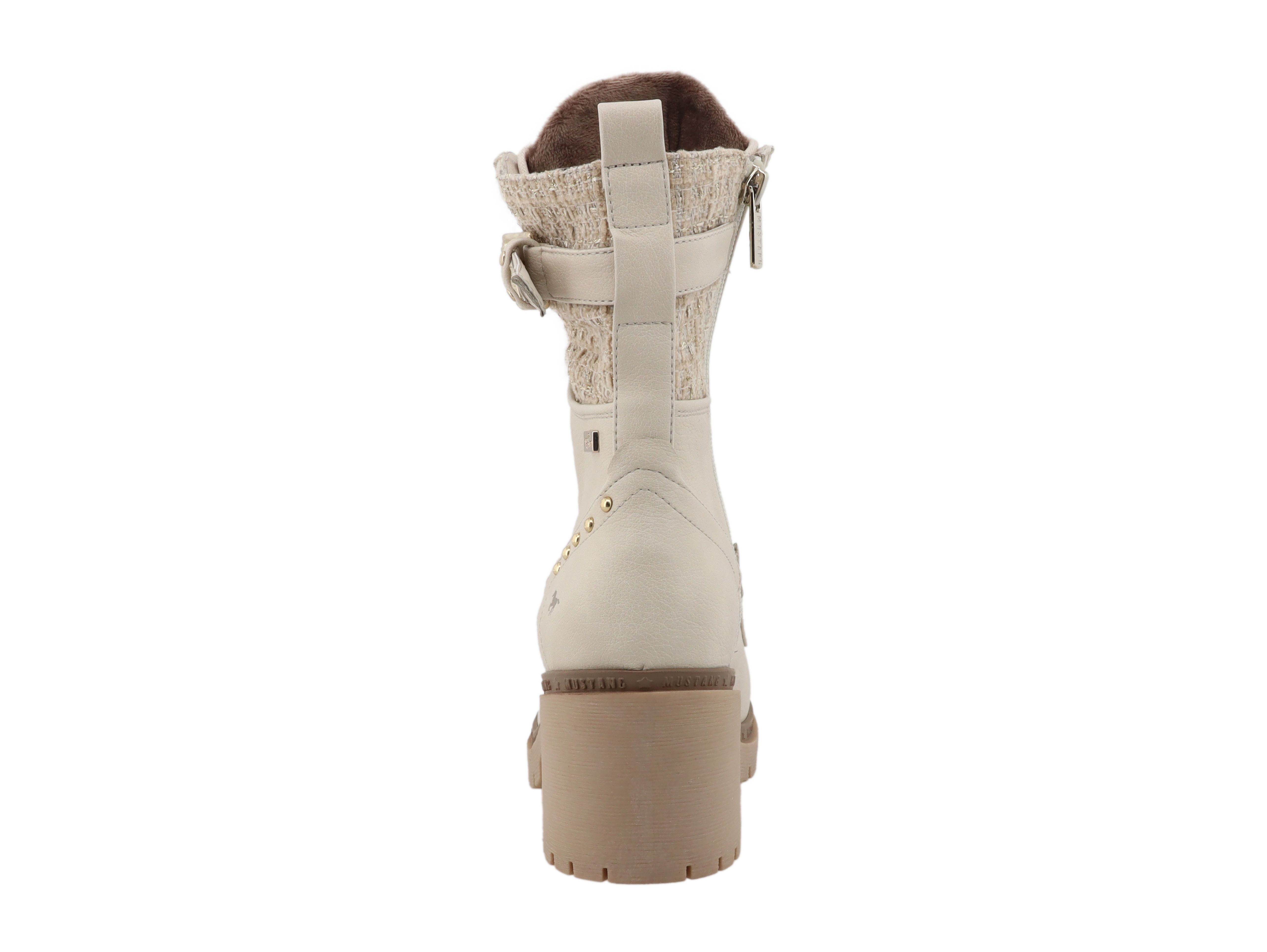 Mustang Shoes Stiefelette Schnürstiefelette Blockabsatz, Schnürboots mit Zierschnalle und Nieten – Bild 2 von 4
