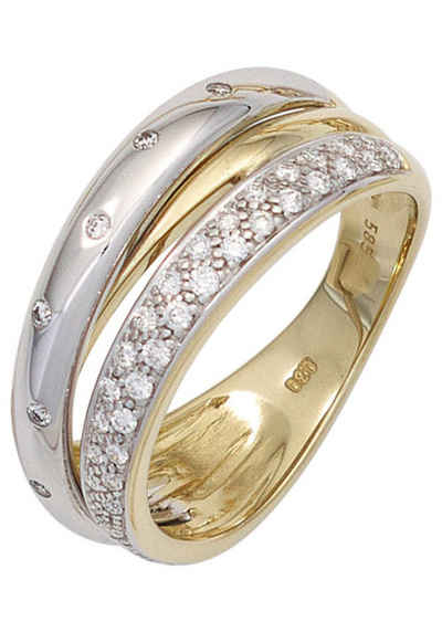 JOBO Diamantring, 585 Gold bicolor mit 41 Diamanten