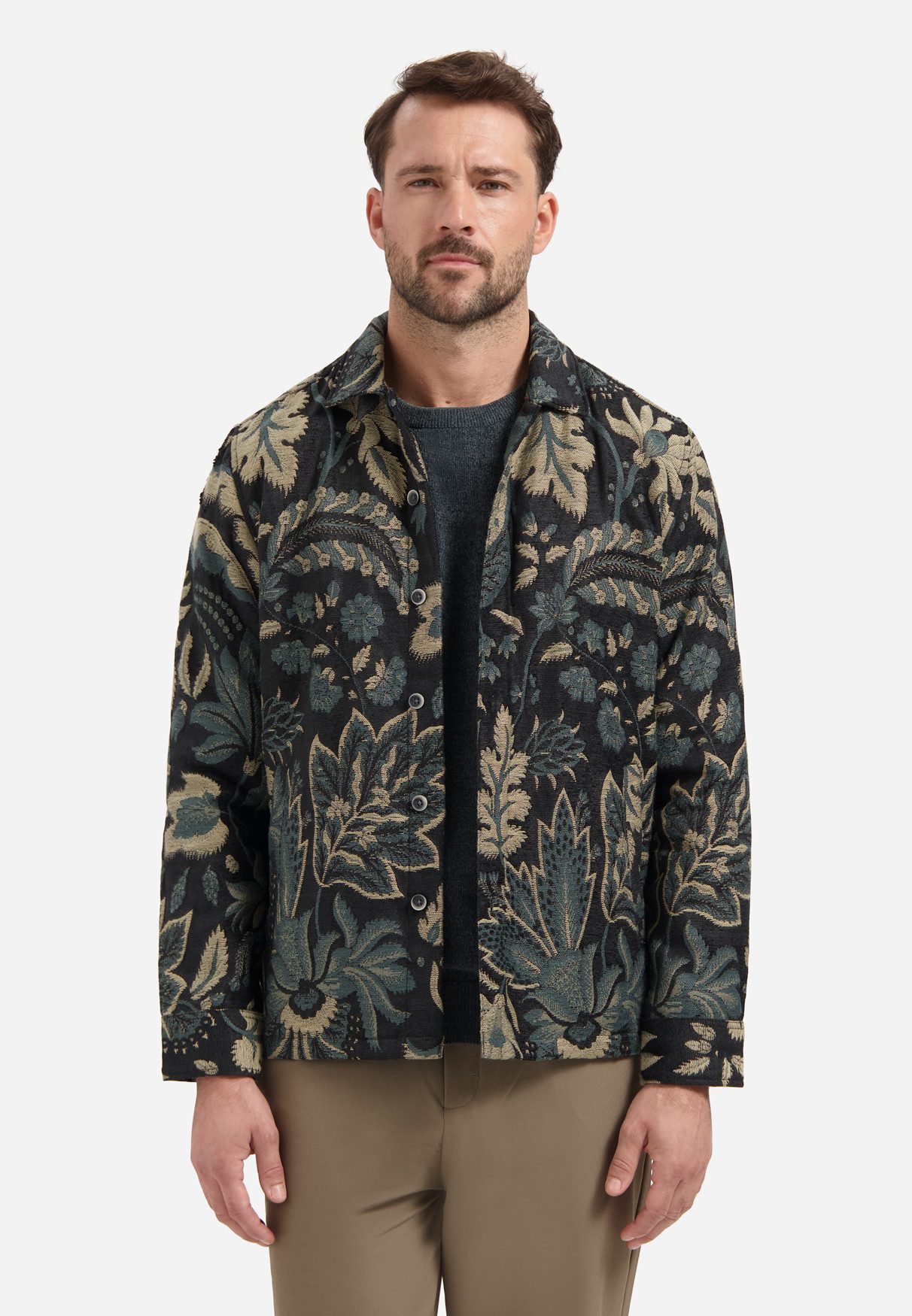 NO EXCESS Allwetterjacke Overshirt Buttons Jacquard günstig online kaufen