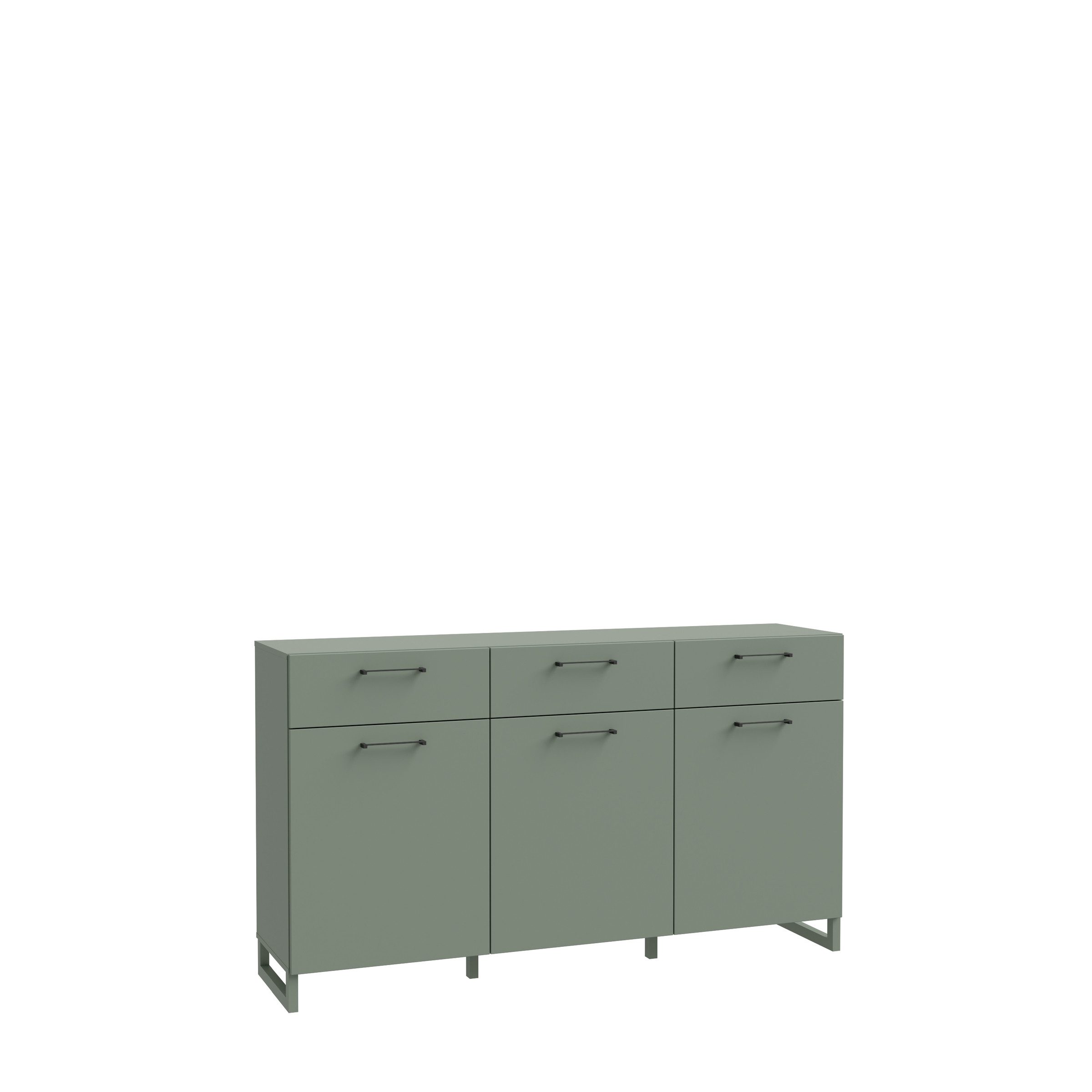 freiraum Sideboard SILBA, in (Salbei grün), 3 Türen, 3 Schubladen - 164,6x93,4x41,1cm (BxHxT)