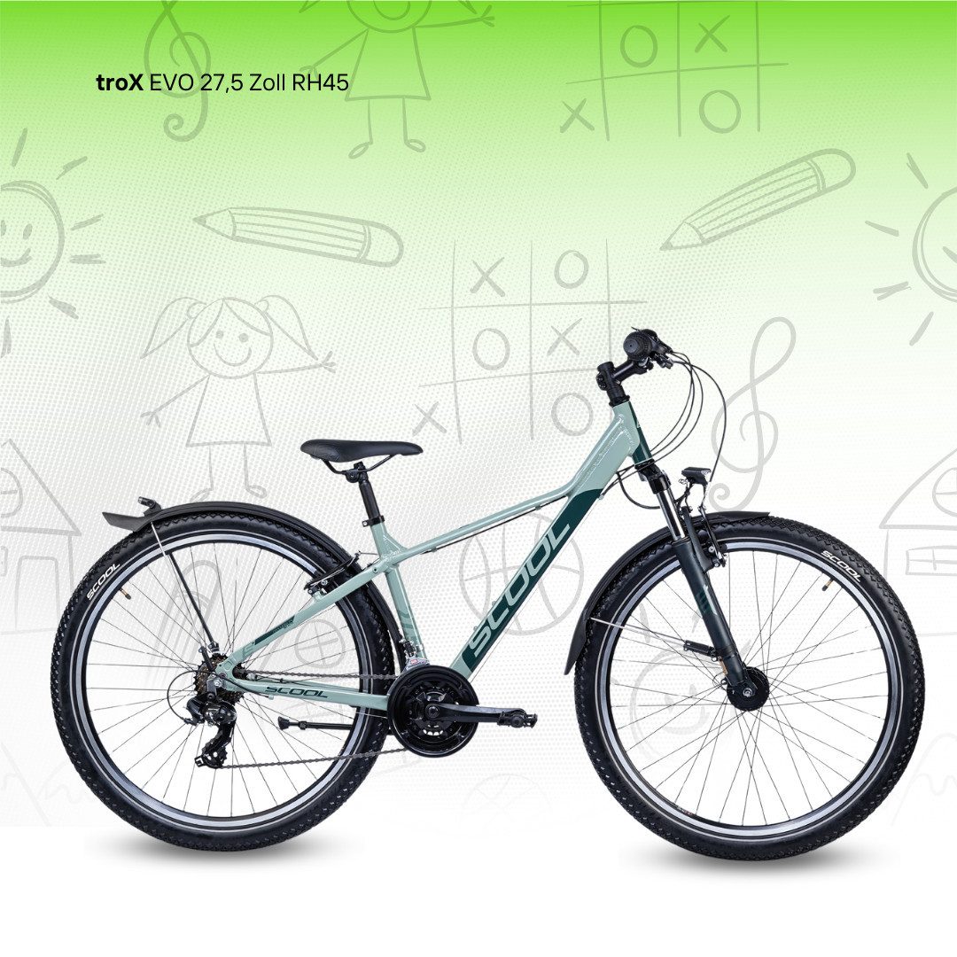Thumbnail - S’COOL Jugendfahrrad troX EVO 27,5 Zoll, Jugendfahrrad, 27,5 Zoll, Mountainbike, 21 Gang, Rahmenhöhe 40,45