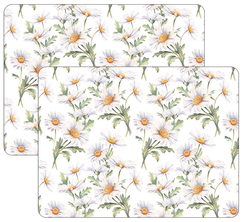 Ambiente® Platzset Beautiful daisies, (2-St., 2-teilig), Tischsets Platzsets (2 Stück) ca.40x30x0,25cm PVC dünner Schaumrücken