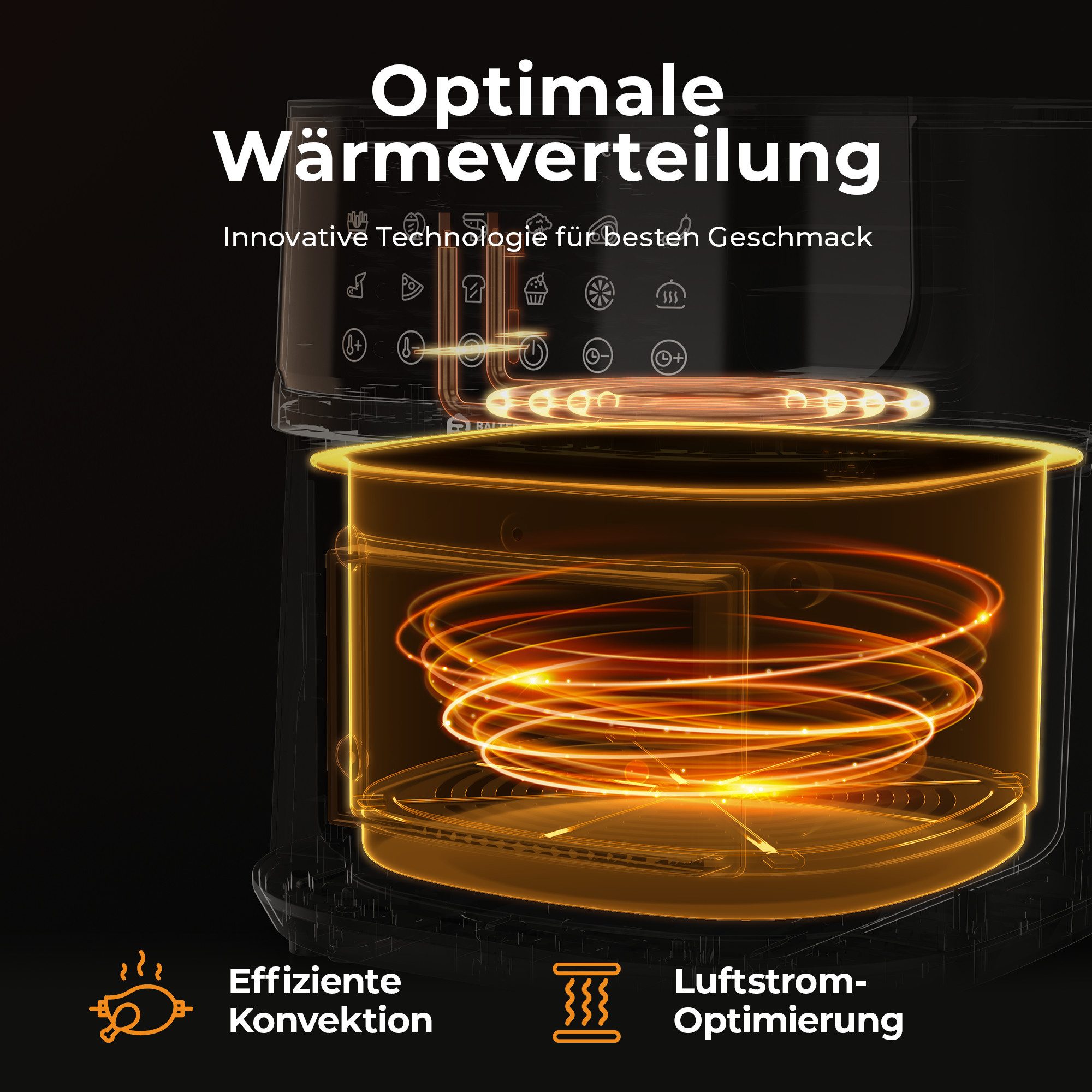 Balter Heißluftfritteuse, 1500 W, Airfryer, 5,5 L, Friteuse Heissluftfritteuse XXL mit Sichtfenster