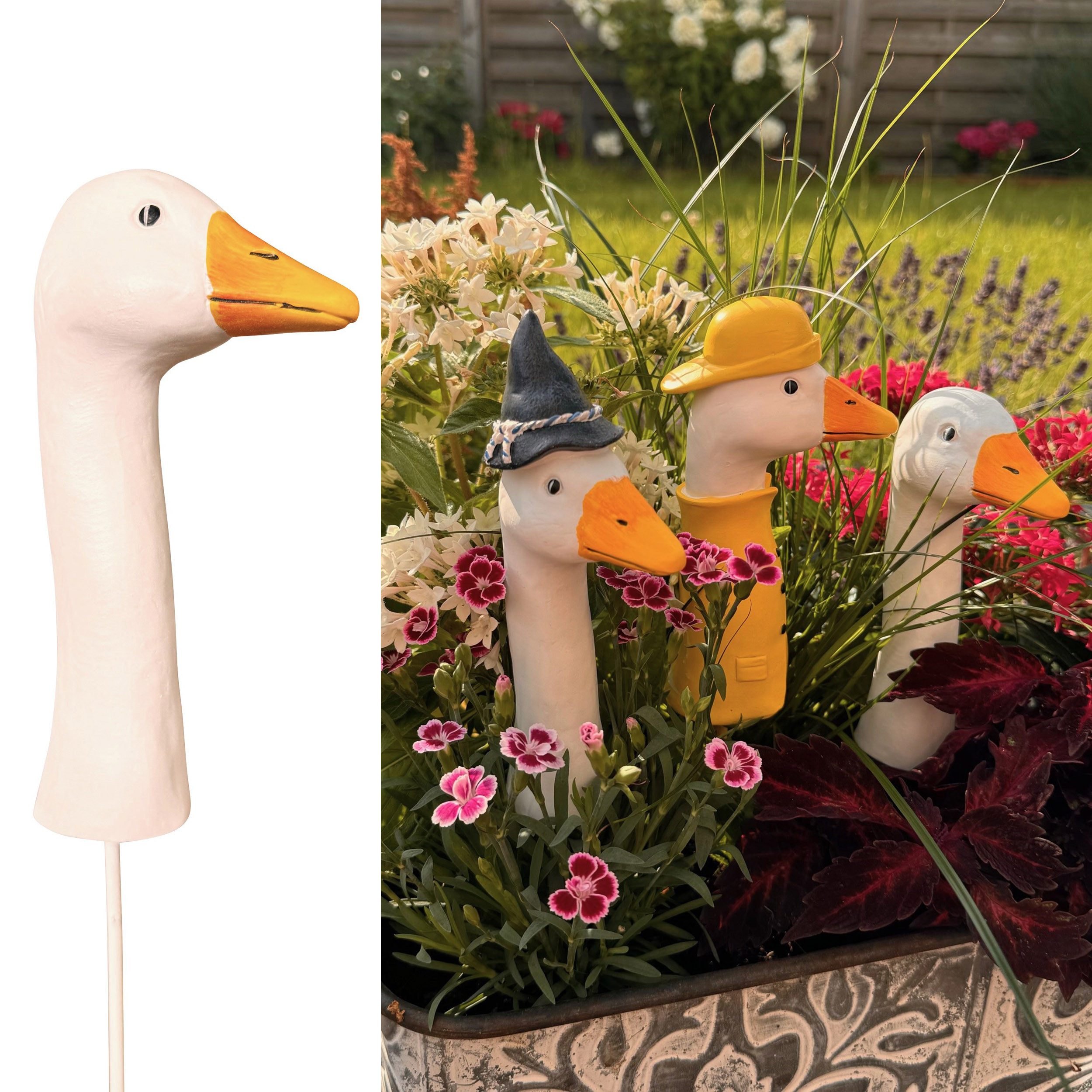 Online-Fuchs Gartenstecker BLUMENSTECKER Gartenfiguren Gänsehals, Gans (Ca. günstig online kaufen