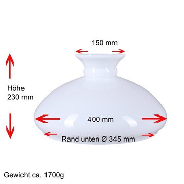 Home4Living Lampenschirm Petroleumglas Lampenglas Ø 345mm Ersatzglas Weiß, Dekorativ