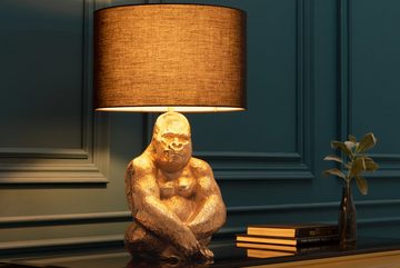 riess-ambiente Tischleuchte KONG 60cm gold / schwarz, Ein-/Ausschalter, ohne Leuchtmittel, Wohnzimmer · Metall · Stoff · Affe · Gorilla-Design · Deko · handmade