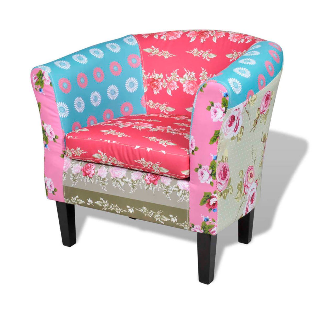 Sessel im Stuhl Patchwork-Design mit DOTMALL Stoff Fußhocker,