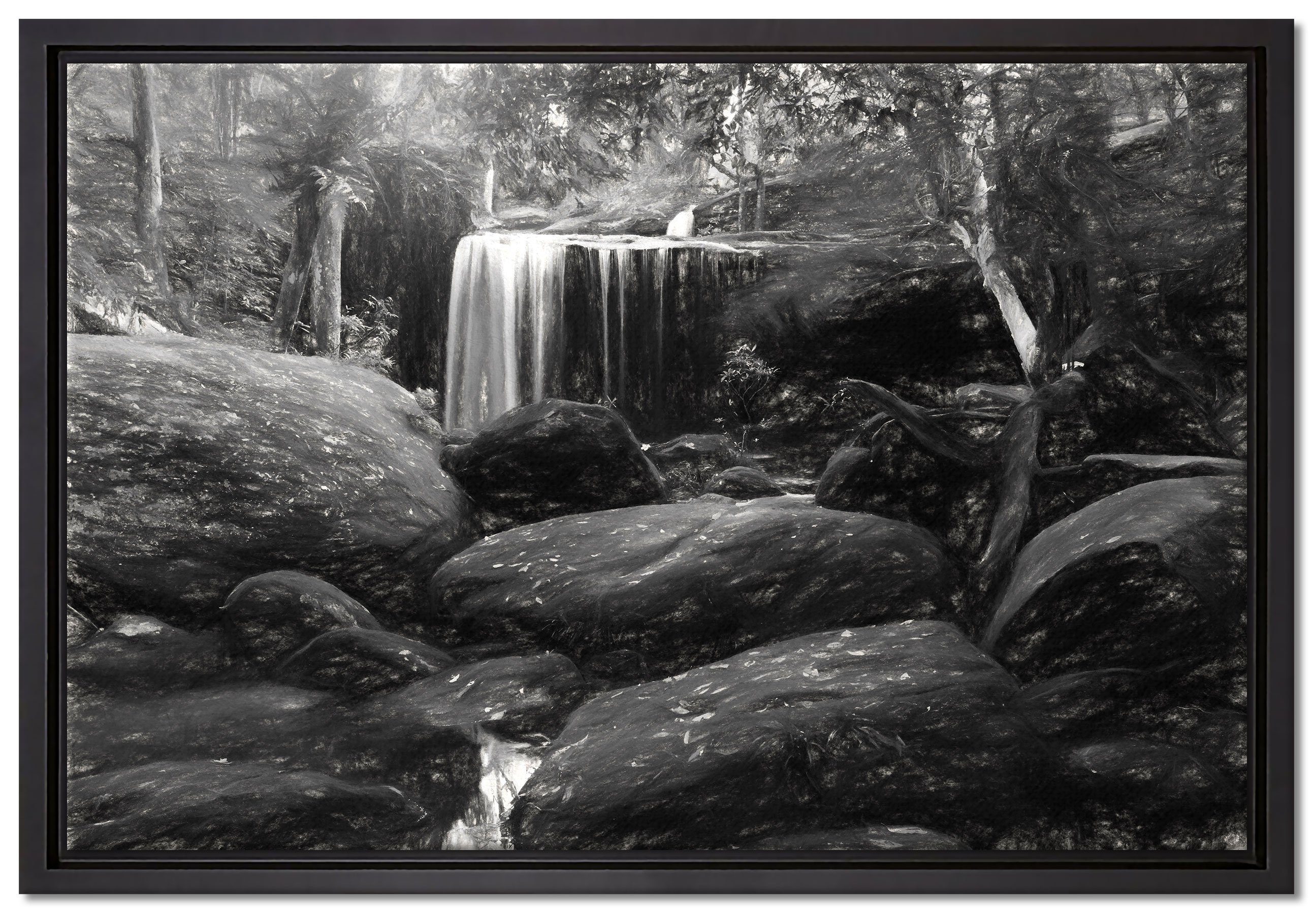 Pixxprint Leinwandbild Regenwald in Thailand, Wanddekoration (1 St), Leinwandbild fertig bespannt, in einem Schattenfugen-Bilderrahmen gefasst, inkl. Zackenaufhänger | Leinwandbilder