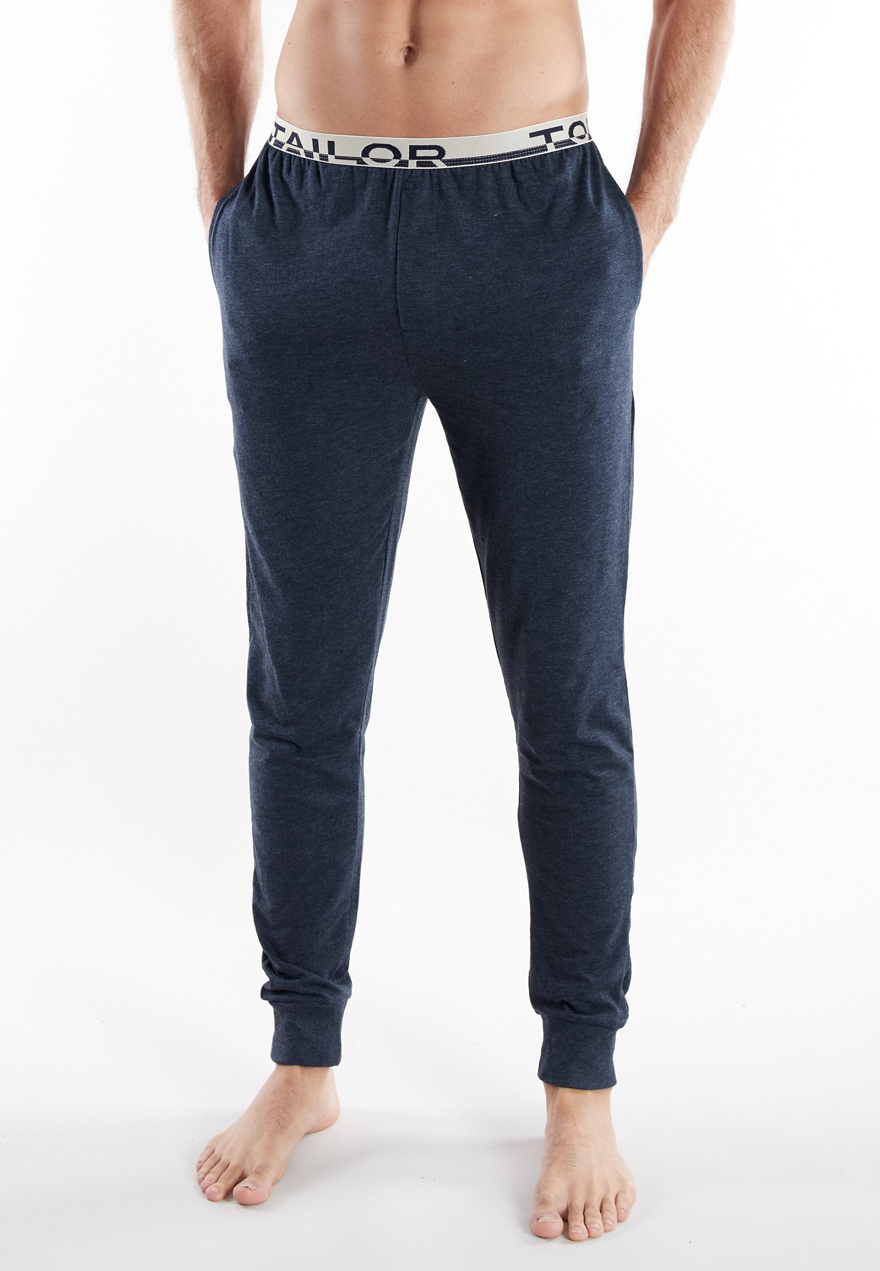 TOM TAILOR Pyjamahose Brügge Logobund, schmaler Fit, Seitentaschen, atmungsaktiv, Baumwollmix