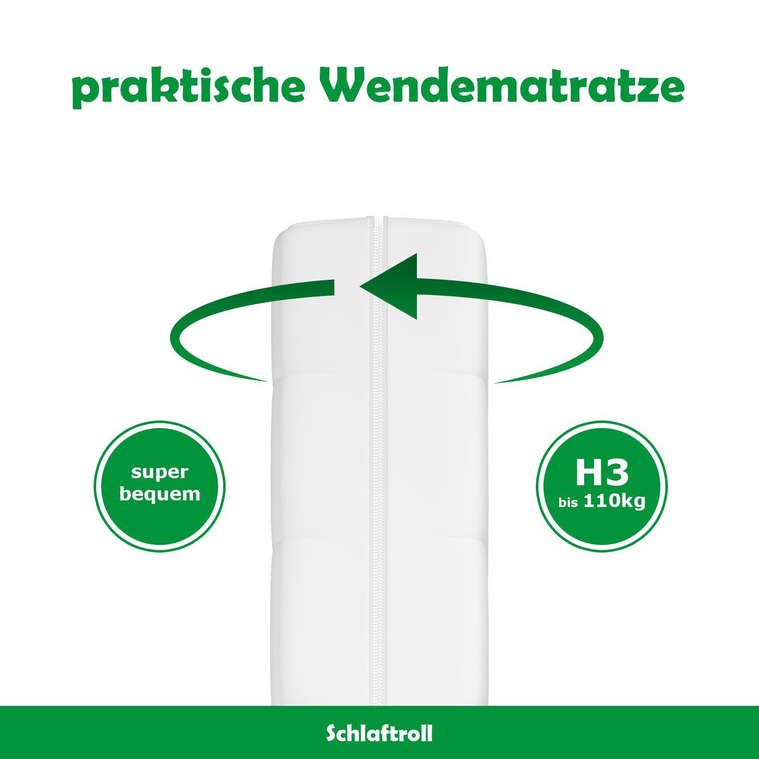 Kaltschaummatratze 15 cm H2/H3 ergonomische 7-Zonen Wendematratze, Schlaftroll, 15 cm hoch, 90x200 cm, 140x200 cm, 180x200 cm und weitere Größen – Bild 5 von 5