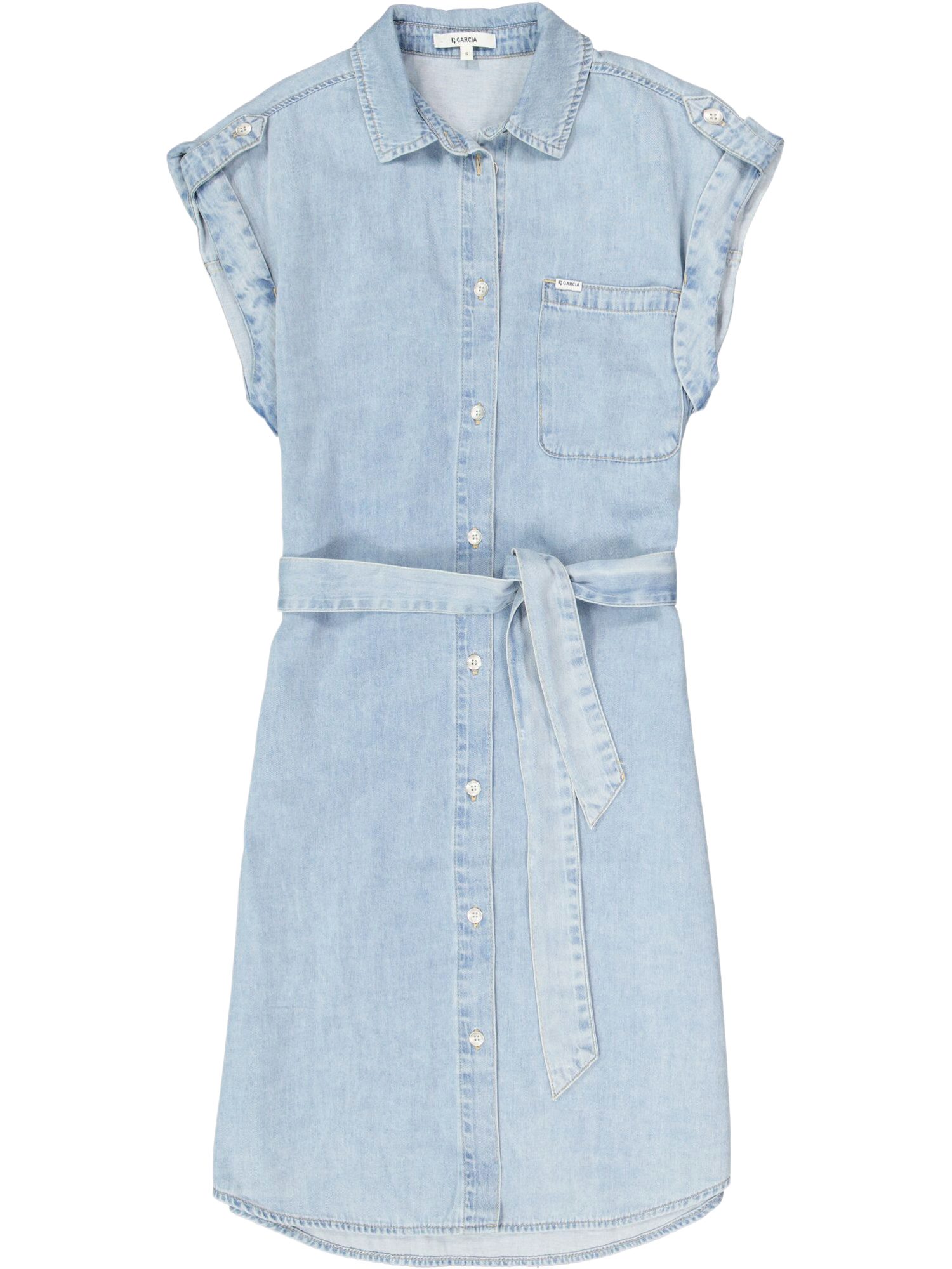 Garcia Partykleid blau,Casual,Baumwolle,Unifarben,Hemdblusenkragen,Ärmellos,Casual Fit