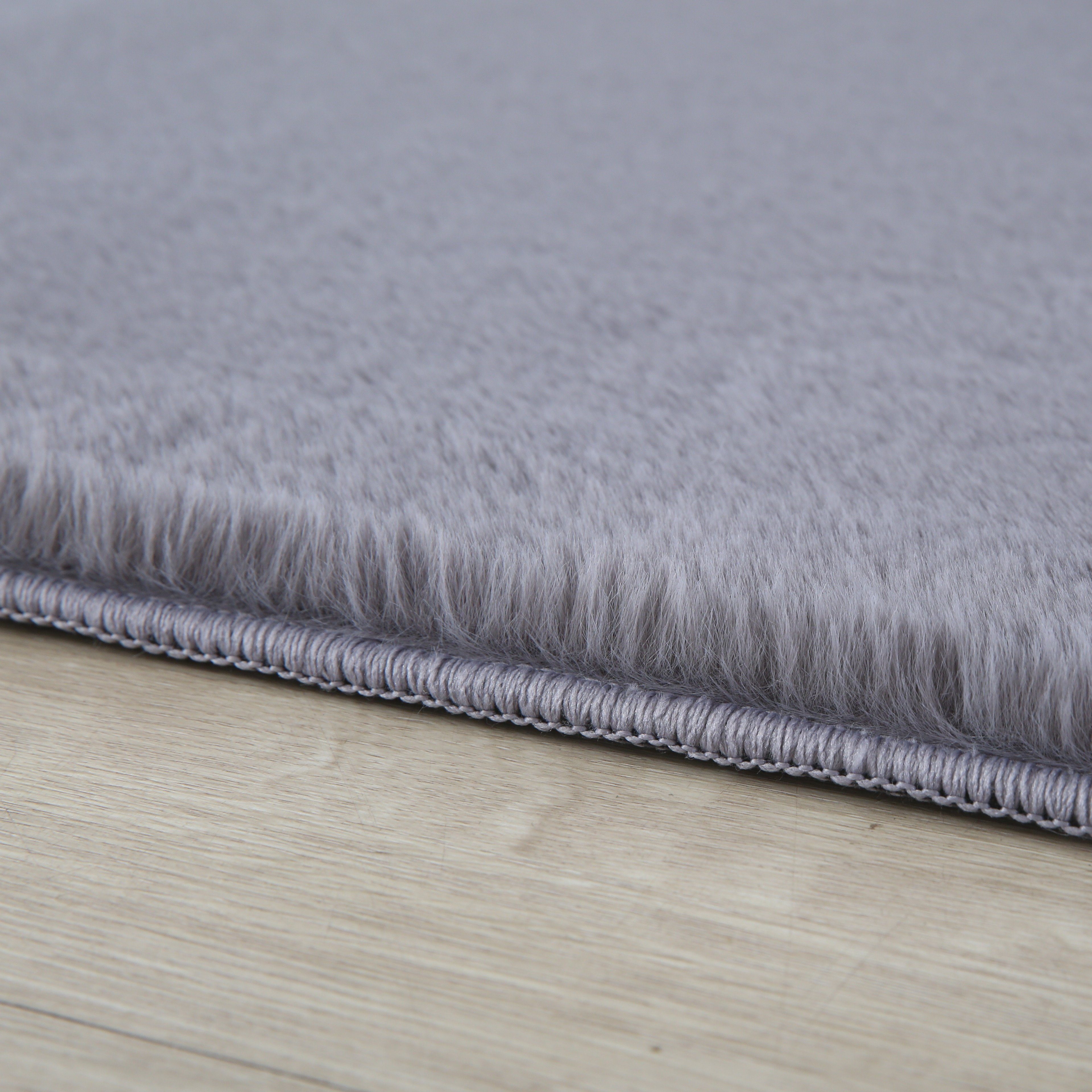 Ayyildiz Teppiche Hochflor-Teppich POUFFY 5100, rund, Höhe: 20 mm, Läufer, weicher glatter Softflor, Kaninchen Fell Haptik, waschbar