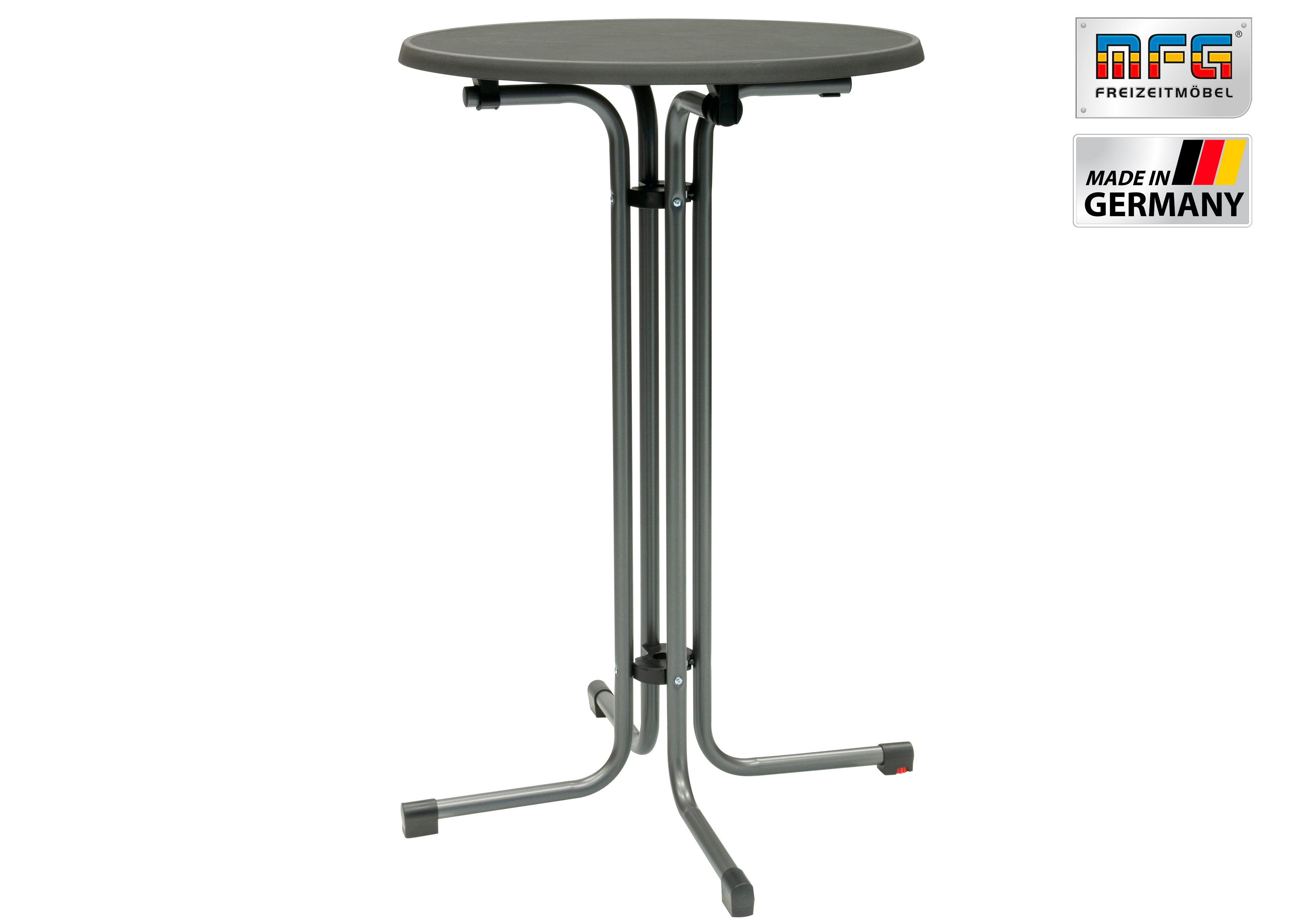 MFG Freizeitmöbel Stehtisch MFG Stehtisch d=70 cm, anthrazit/schiefer, Einfacher Klappmechanismus