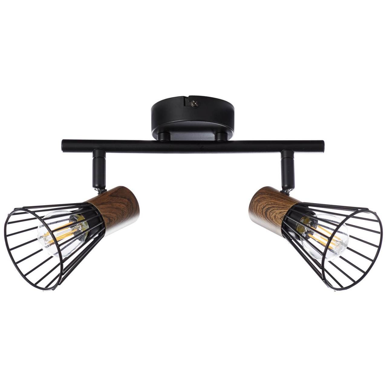 Brilliant Deckenleuchte Manama, Lampe D45, 18W Manama 2x dunkel/schwarz holz matt E14, Spotrohr 2flg