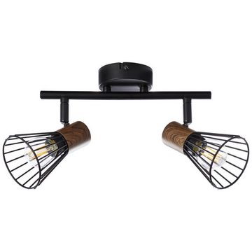 Brilliant Deckenleuchte Manama, Lampe Manama Spotrohr 2flg holz dunkel/schwarz matt 2x D45, E14, 18W