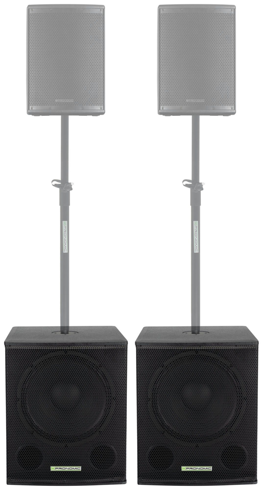 Pronomic SA-15 SUB Aktiv Subwoofer - 2x 15" Speaker mit Bassreflex-Öffnungen Subwoofer (700 W, max. SPL: 128 dB - 35mm-Flansch)