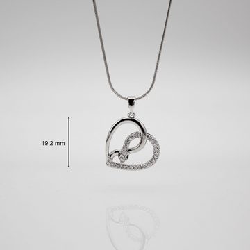 ELLAWIL Herzkette Halskette mit Schlangenherz Anhänger Zirkonia Schlangenkette (Kettenlänge 40 cm, verlängerbar um 5 cm, Edelstahl), inklusive Geschenkschachtel