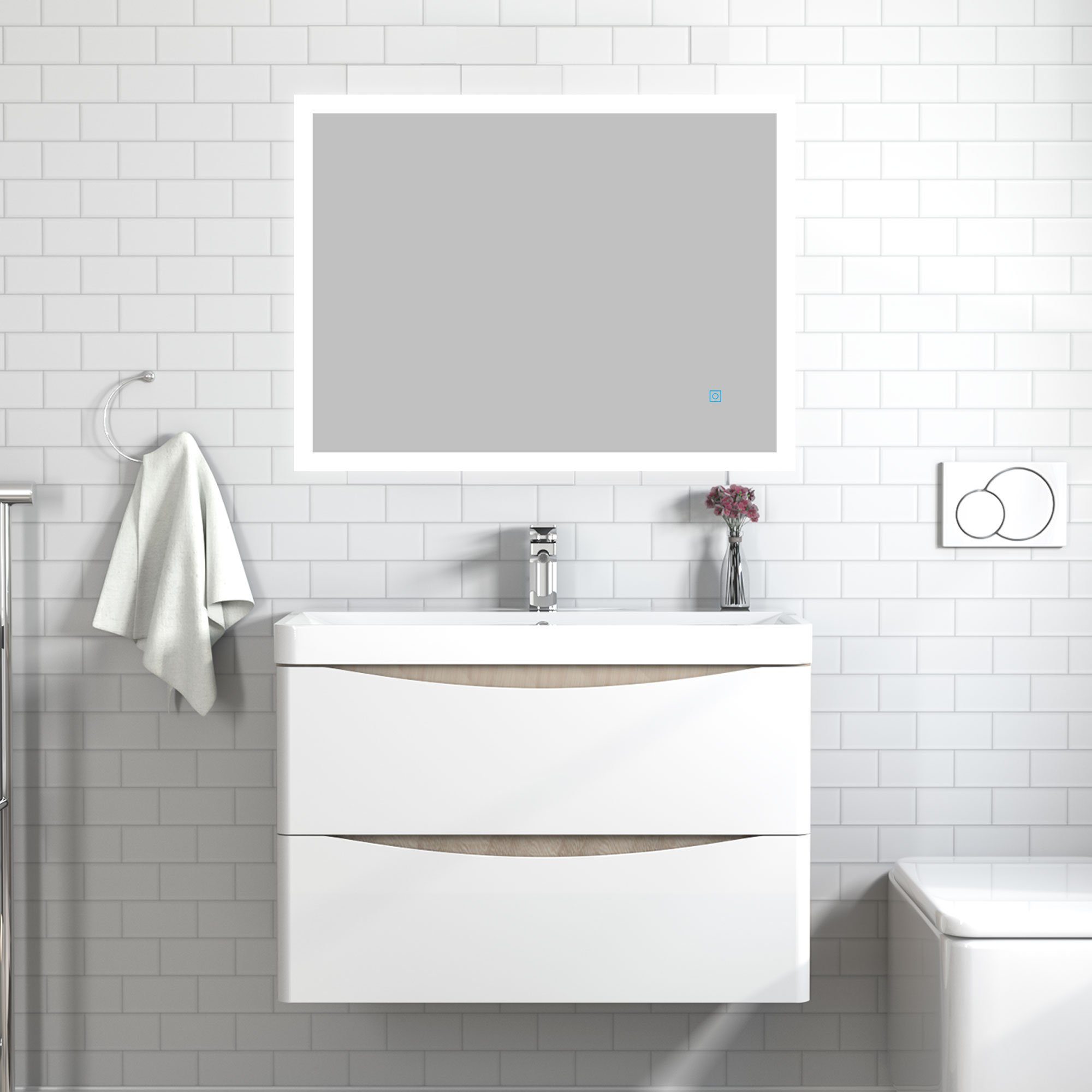 duschspa Waschtisch Waschbecken mit Unterschrank Waschtischunterschrank Smiley, Badmöbel in Breite 50/60/80/90/100 cm