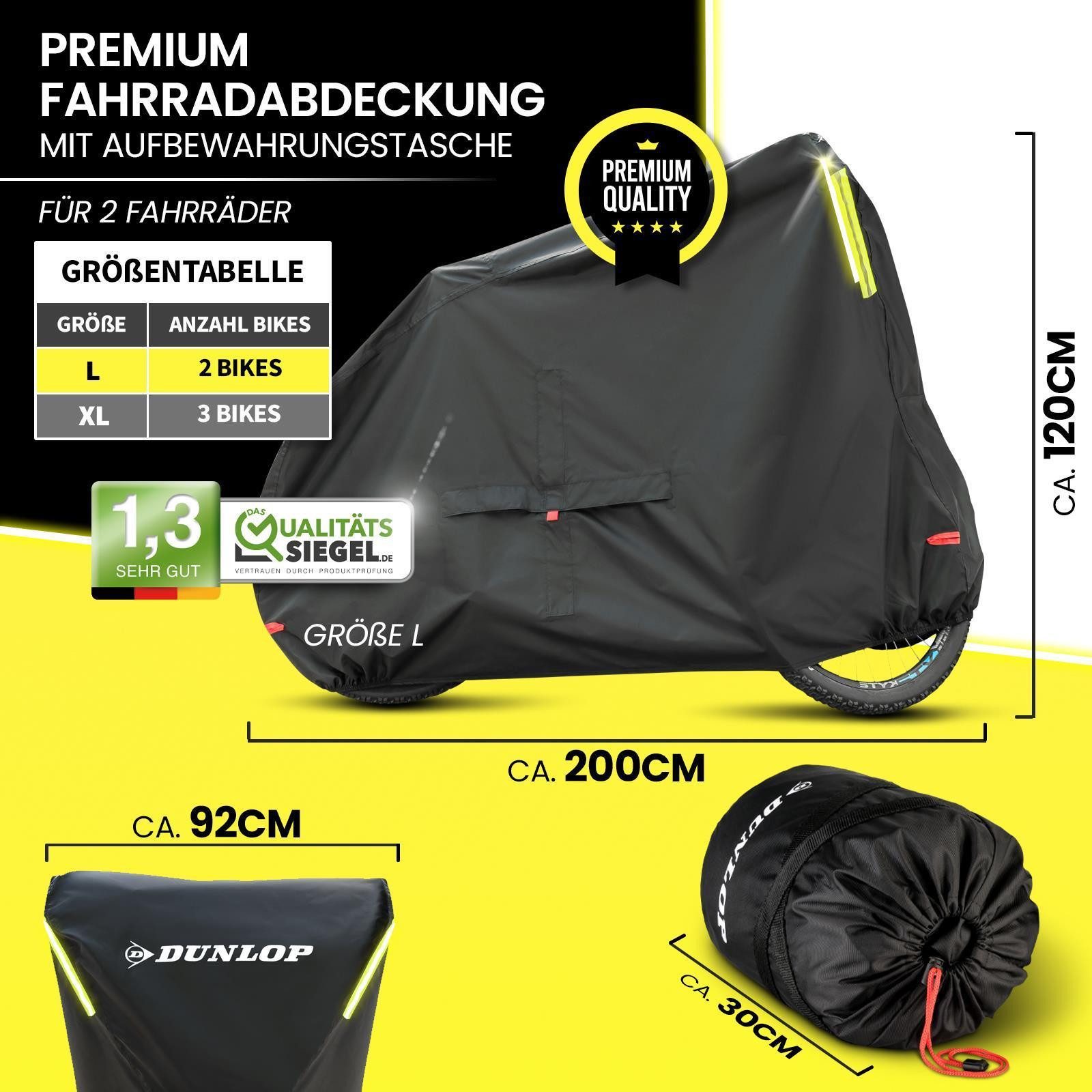 Dunlop Fahrradschutzhülle Fahrradgarage Rad Abdeckung bike cover L, Premium Fahrradabdeckung Anti Rost 200x92x120 cm mit Transportbeutel