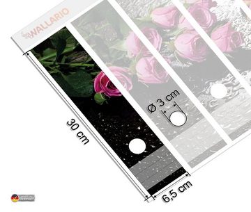 Wallario Etiketten Pinke Rosen mit Wassertropfen, Ordnerrücken-Sticker in verschiedenen Ausführungen
