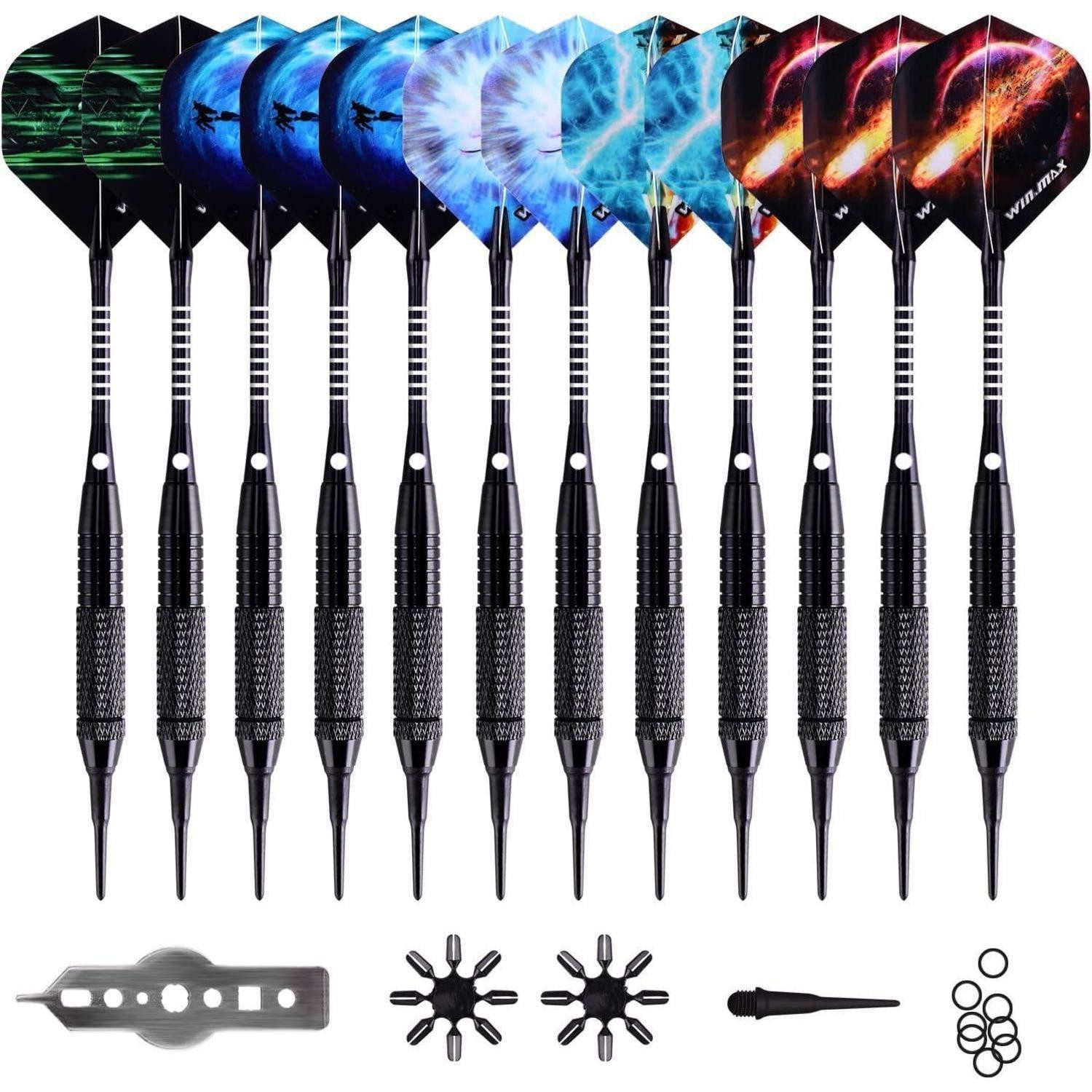LuxusKollektion Softdarts Soft Dartpfeile Set 12 Stück 18g Kunststoffspitze Profi Darts