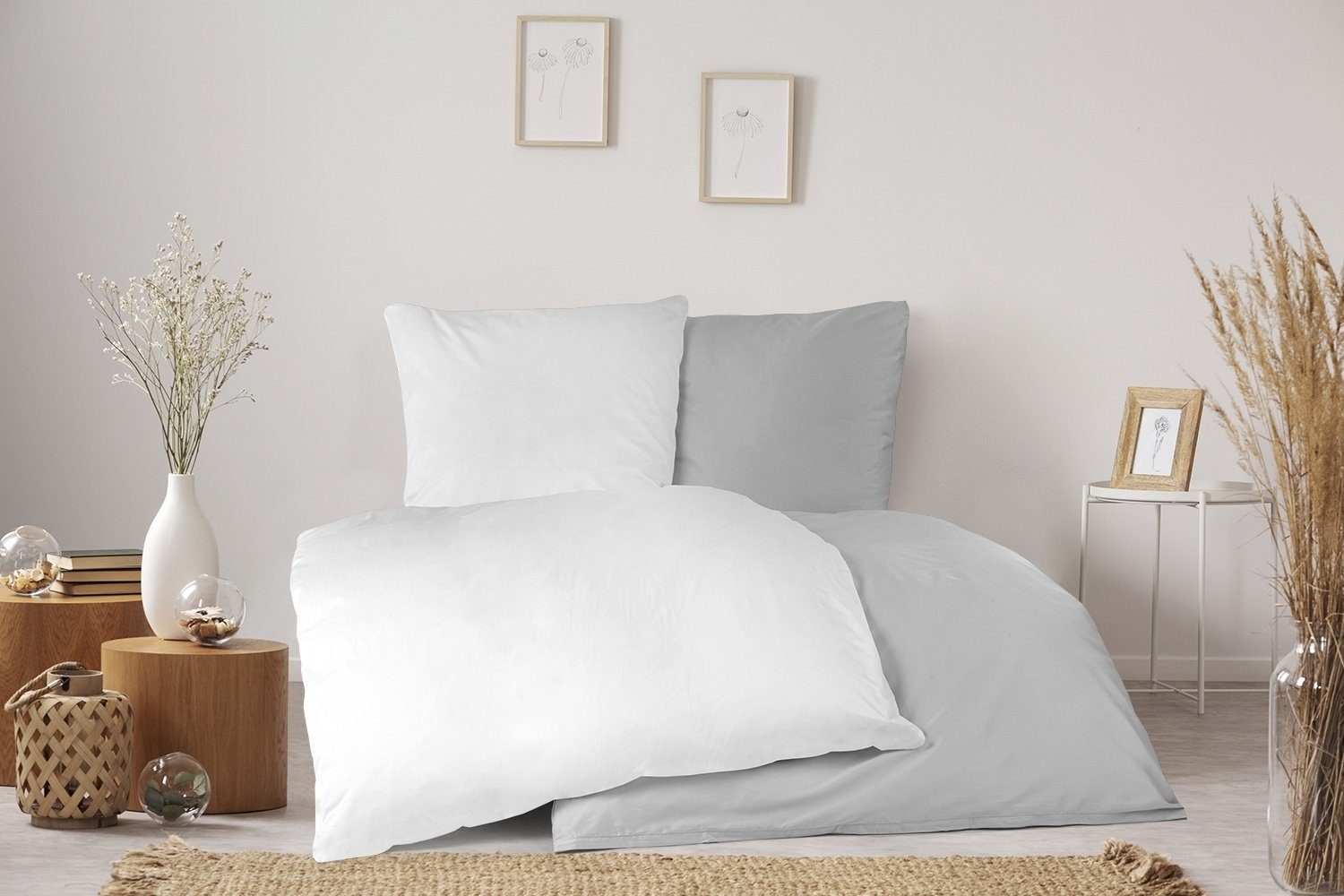 Kaeppel Bettwäsche JARI, Mako-Satin-Bettwäsche, Grau, 135 günstig online kaufen
