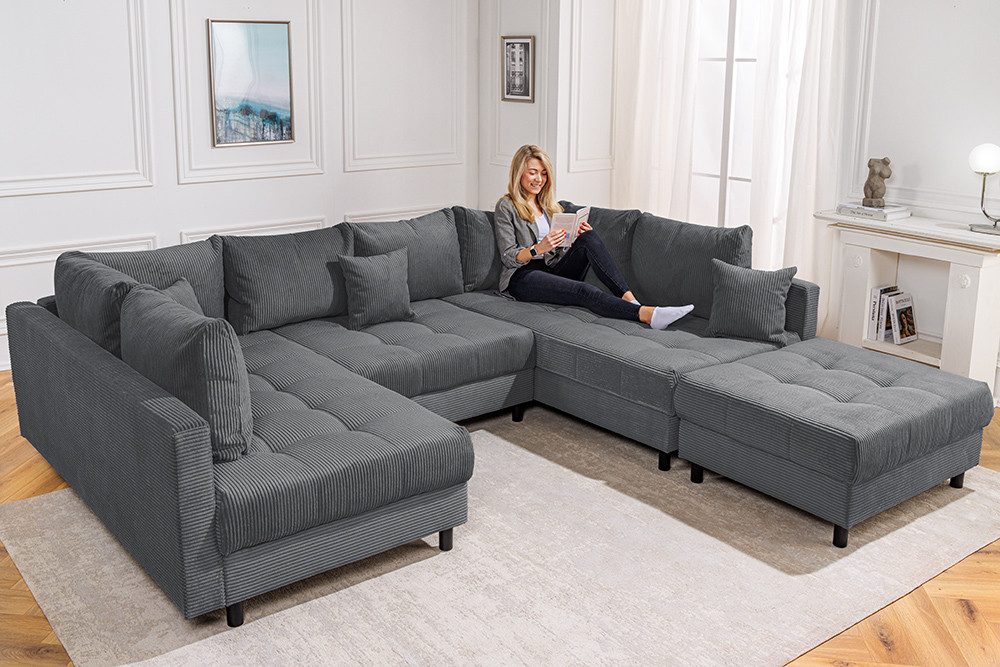 riess-ambiente Wohnlandschaft KENT 305cm anthrazit / günstig online kaufen
