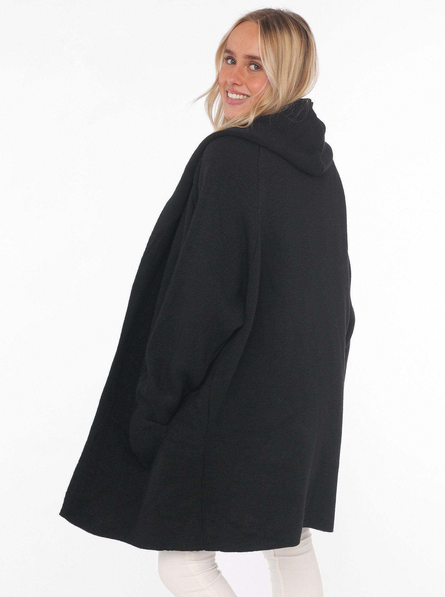 Zwillingsherz Strickjacke Langarm, bequem, Taschen, One Size, ohne Verschluss, Kapuze