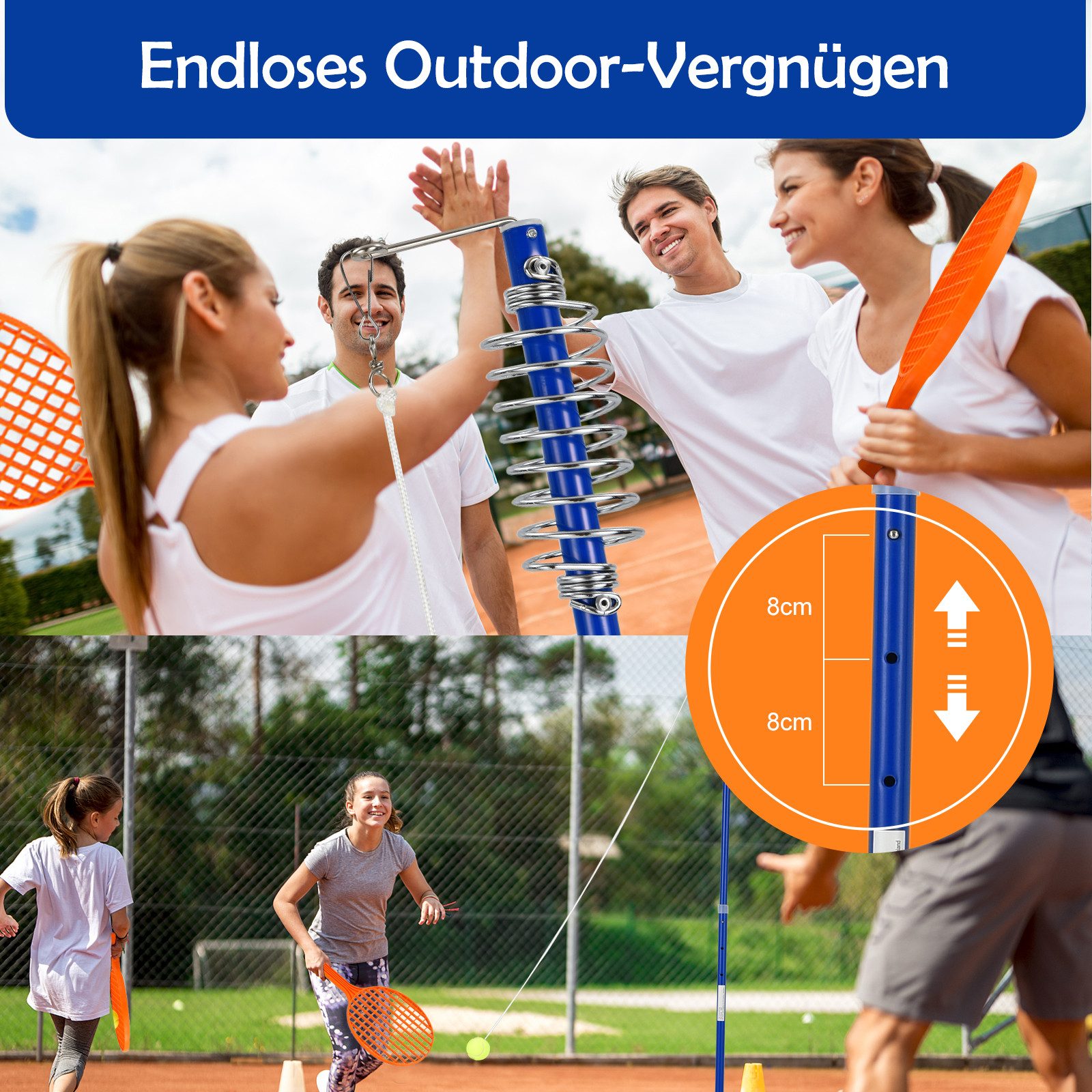 COSTWAY Spielzeug-Gartenset Twistball Set, mit 2 Schlägern & 120cm Schnur