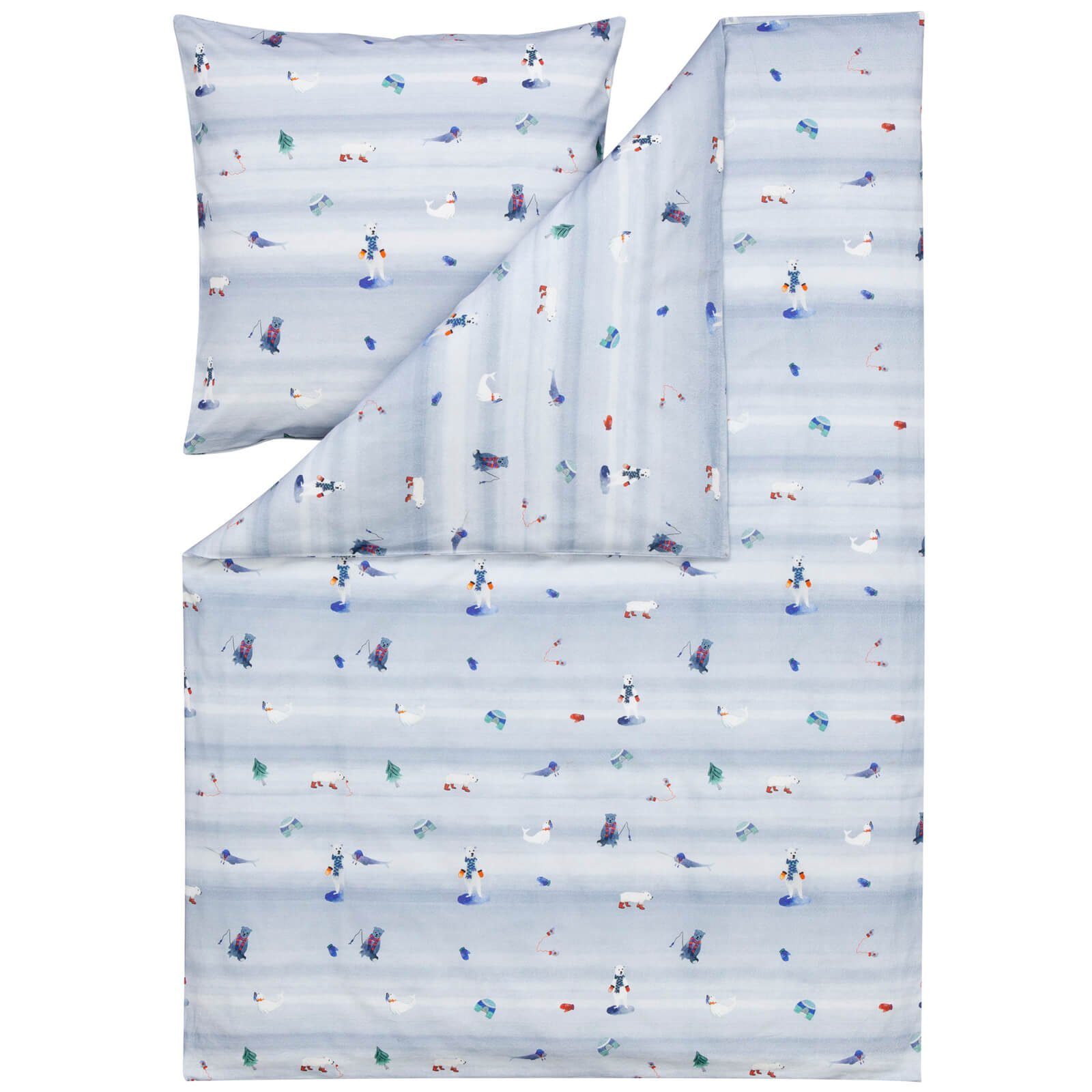 Estella Постельное белье Arktis 4425 610 Taube, Flanell, 2 teilig, Seerobbe, Eisbär, Iglu, Tannenbaum
