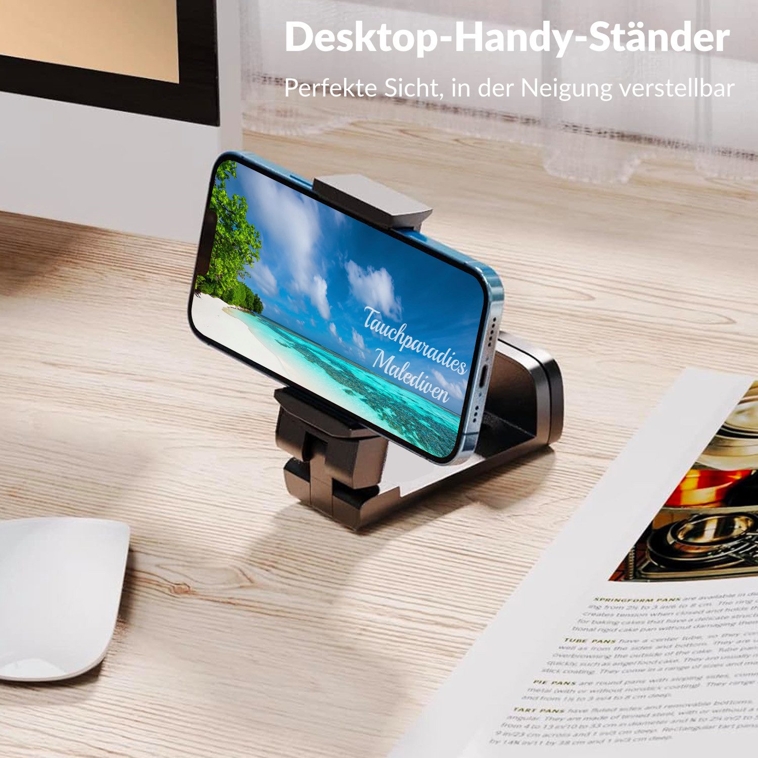 Wicked Chili Smartphone-Halterung Flexible Handyhalterung für Reisen und Flugzeug, (1er Set, 1-tlg., Smartphone Halterung, 360° Kugelgelenk, Telefonhalterung Küche, Bett)