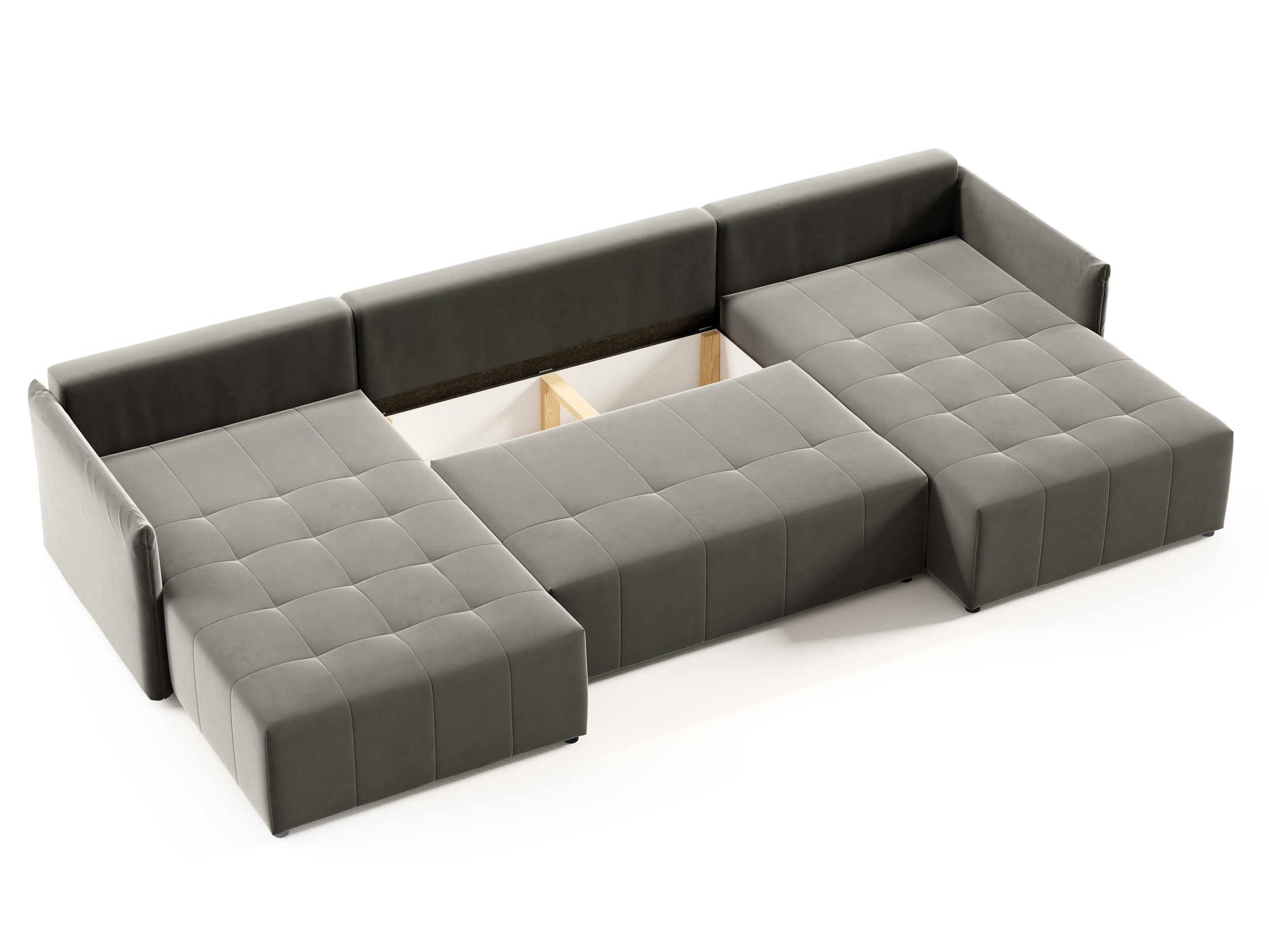 Bettkasten, Couch, U-Form Leno Wellenfeder Sofnet U, mit mit Wohnlandschaft Ecksofa, Schlaffunktion Schlafsofa und Paros 02