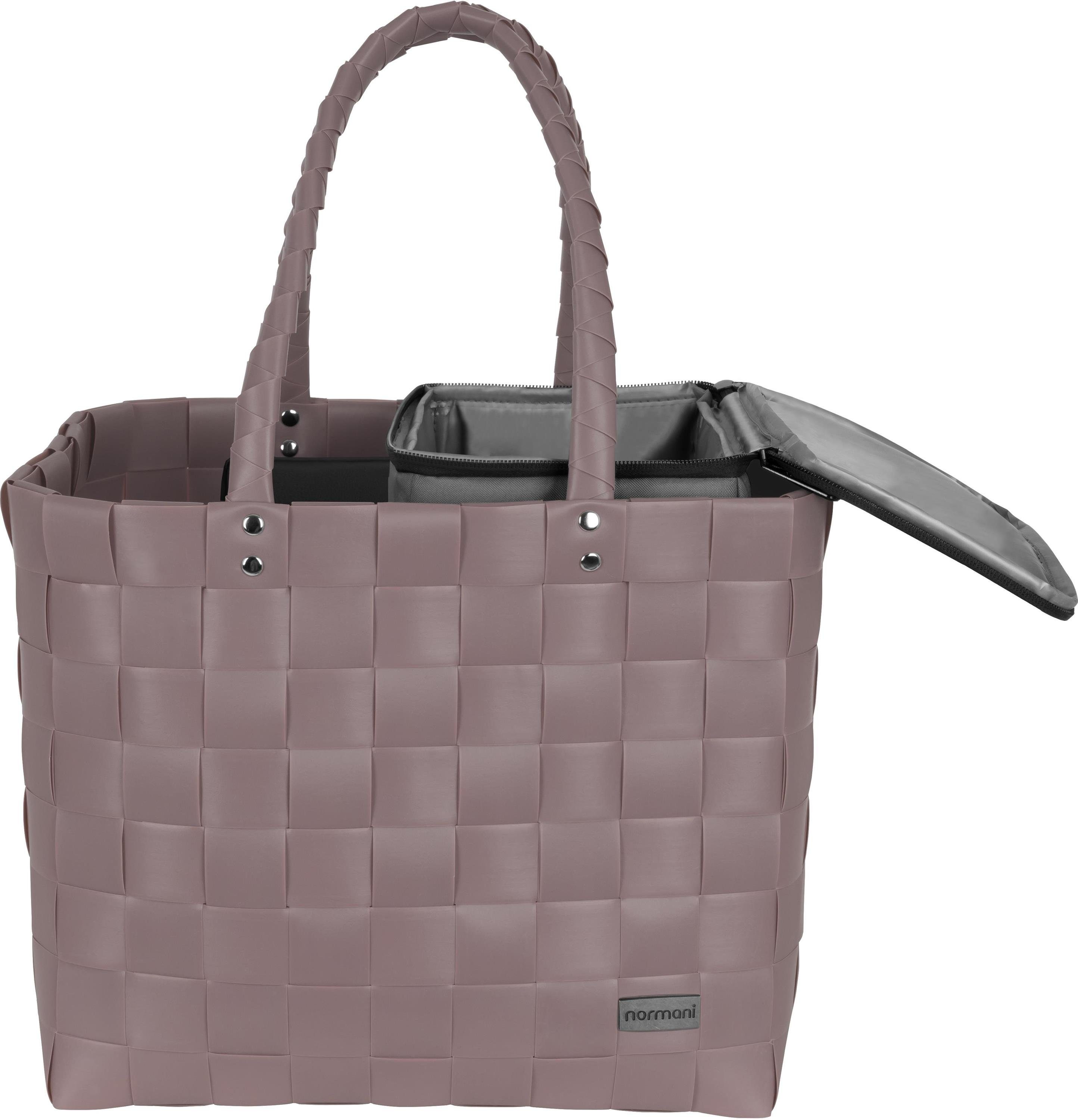 normani Einkaufskorb Flechtkorb mit kleiner Kühltasche, 20 l, Einkaufskorb mit kleinem Kühlkorb