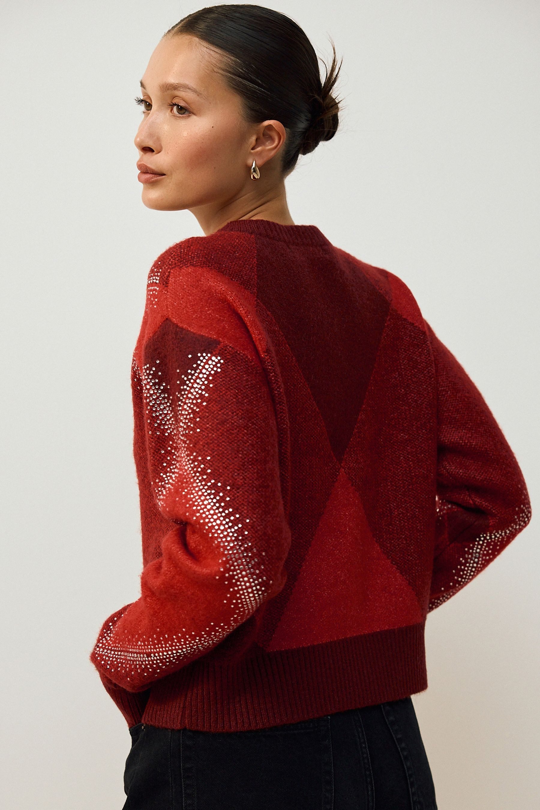 Next Strickjacke Glitzernde Argyle-Strickjacke mit Wollanteil (1-tlg) günstig online kaufen