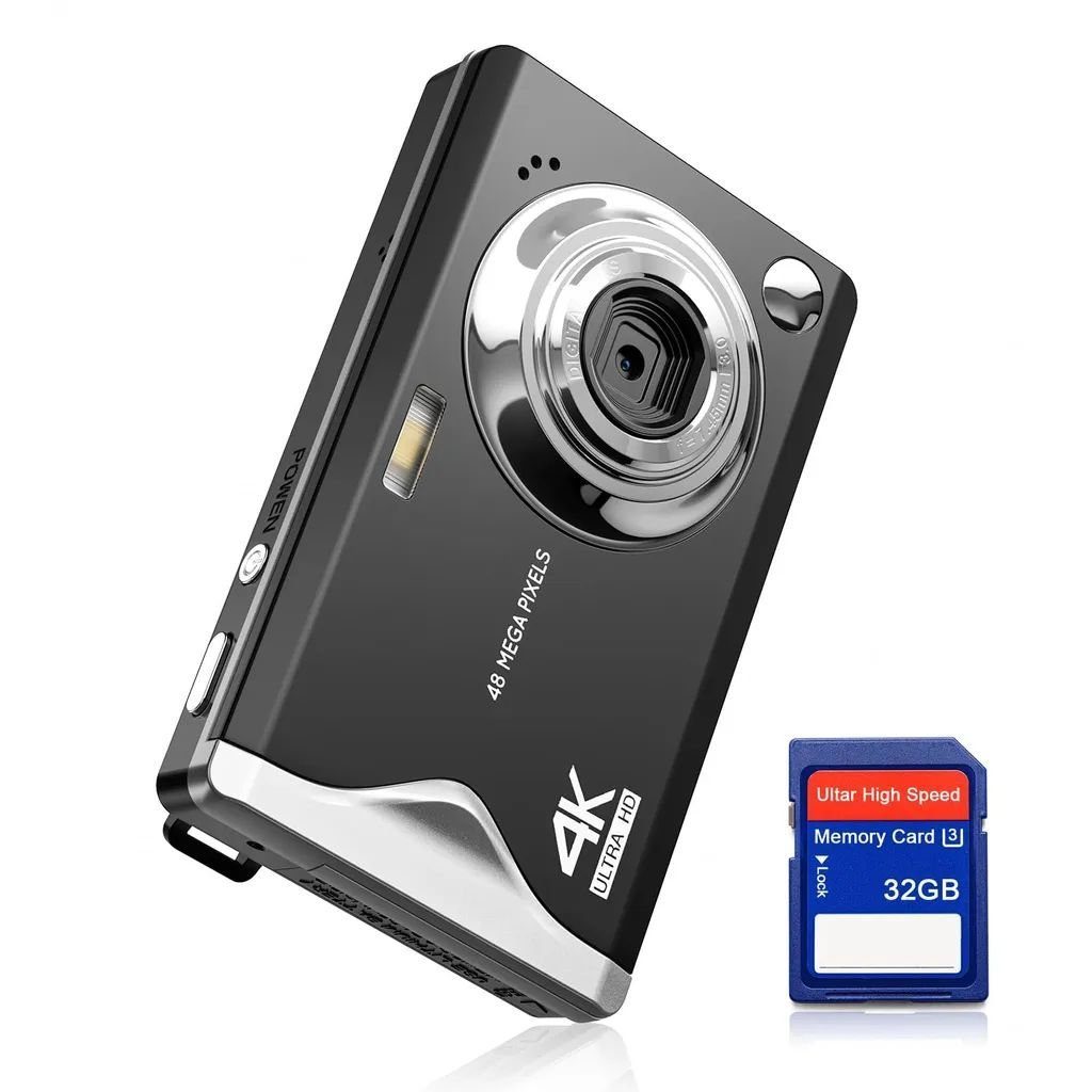 Fine Life Pro 4K-Aufruf 48 Mio. Pixel Vollformat-Digitalkamera (48 MP, Karte-Kamera mit beiden Kamerafunktionen, 48 MP) schwarz
