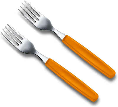 Victorinox Tafelgabel 2 Stück Tafelgabel Steakgabel Edelstahl (2er Pack, Orange)