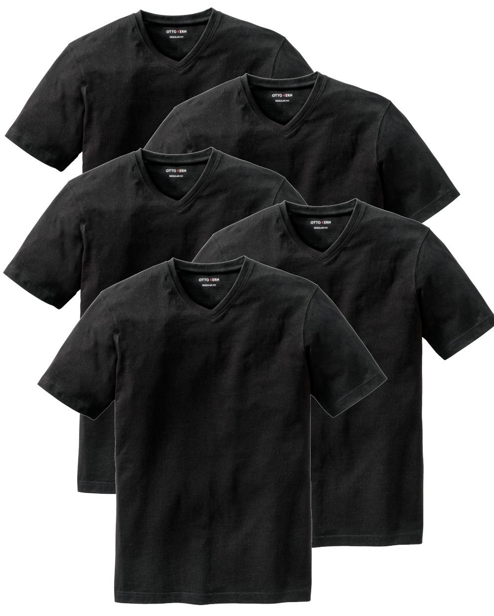 Otto Kern  Kern T-Shirt (5er-Pack) Kurzarmshirt aus hochwertiger, reiner Baumwolle schwarz | V-Shirts