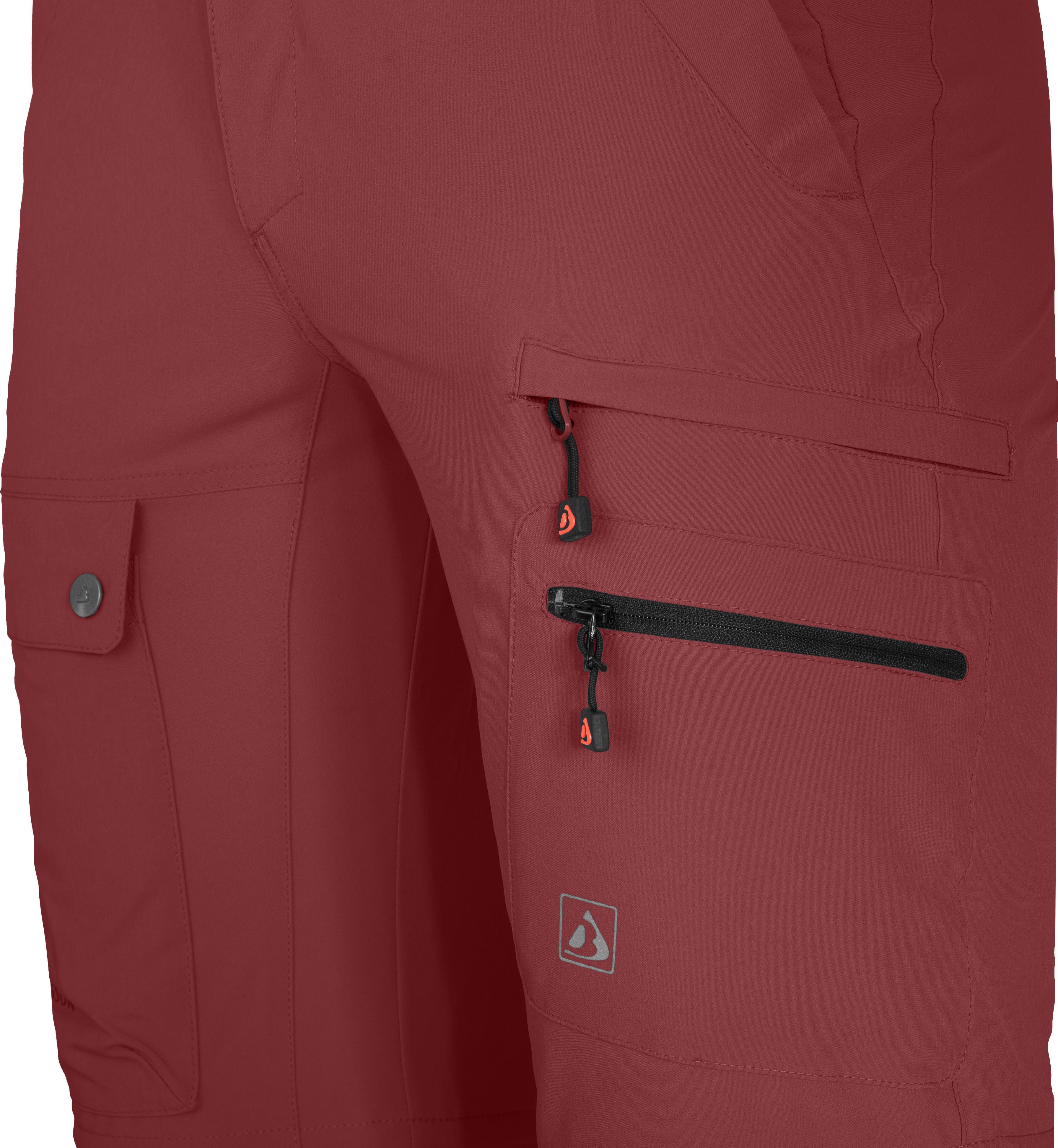 Bergson Outdoorhose FROSLEV Bermuda Zipp-Off Herren Wanderhose, recycelt, elastisch, 7 Taschen, Normalgrößen, rot