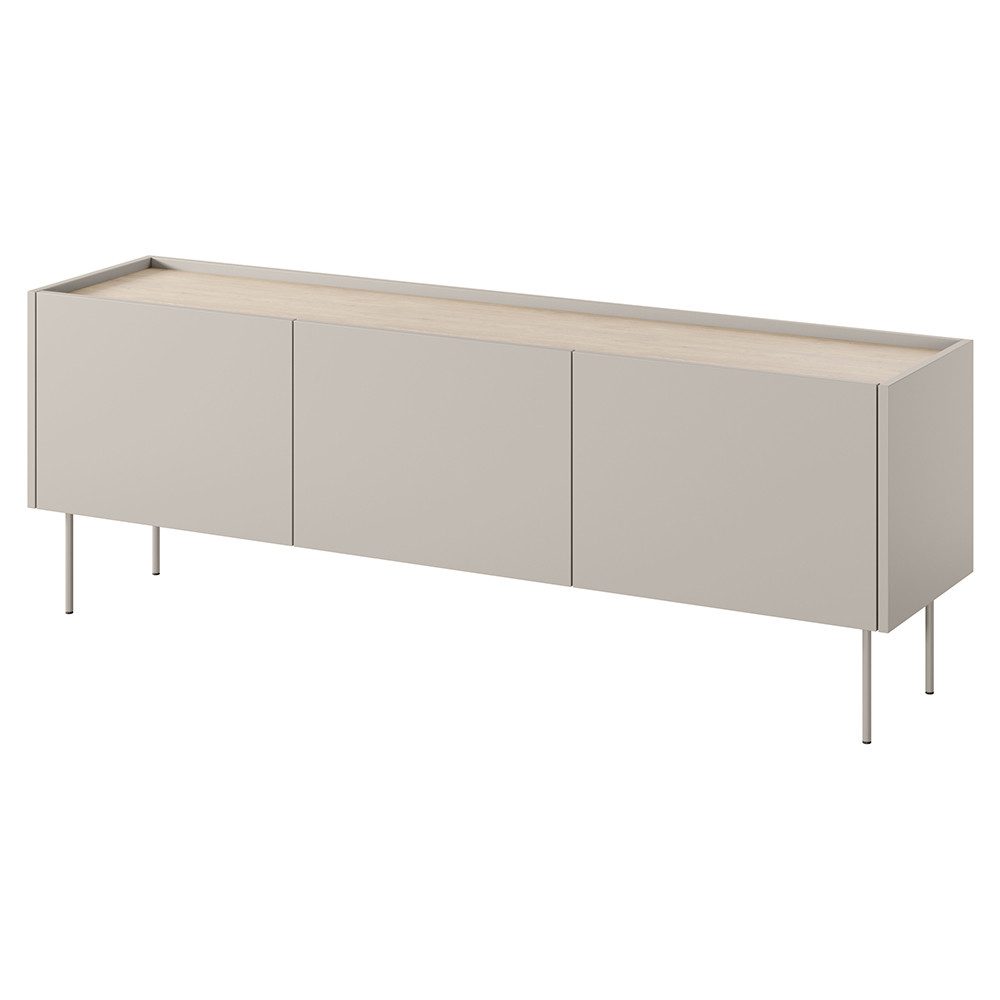 Lomadox Lowboard DELFT-141, in kaschmir und Eiche, 170 cm breit, grifflos