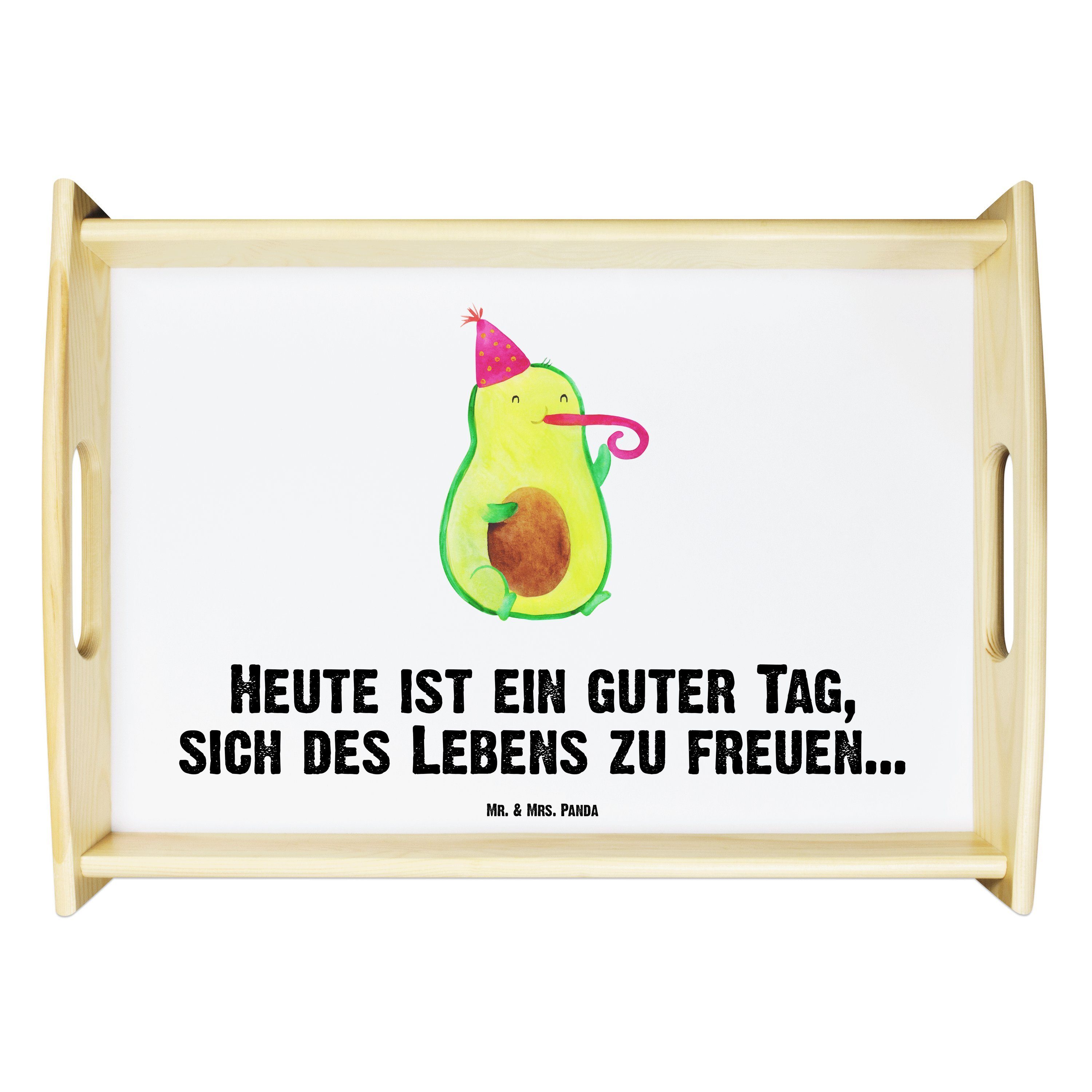 Geschenk, Mr. - lasiert, Mrs. Küchentablett, Weiß Echtholz Partyhupe (1-tlg) - Panda & Avocado Frühstüc, Tablett, Tablett