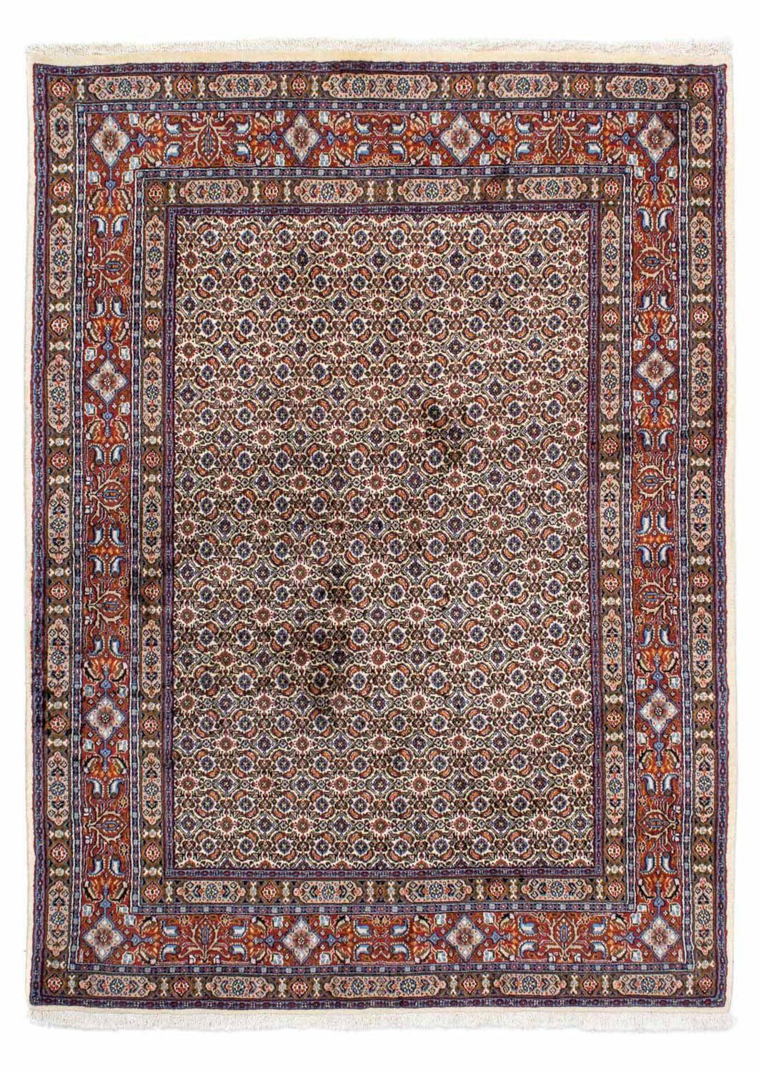 10 Unikat Wollteppich 190 x 148 mm, mit Medaillon morgenland, cm, rechteckig, Zertifikat Moud Höhe: Beige
