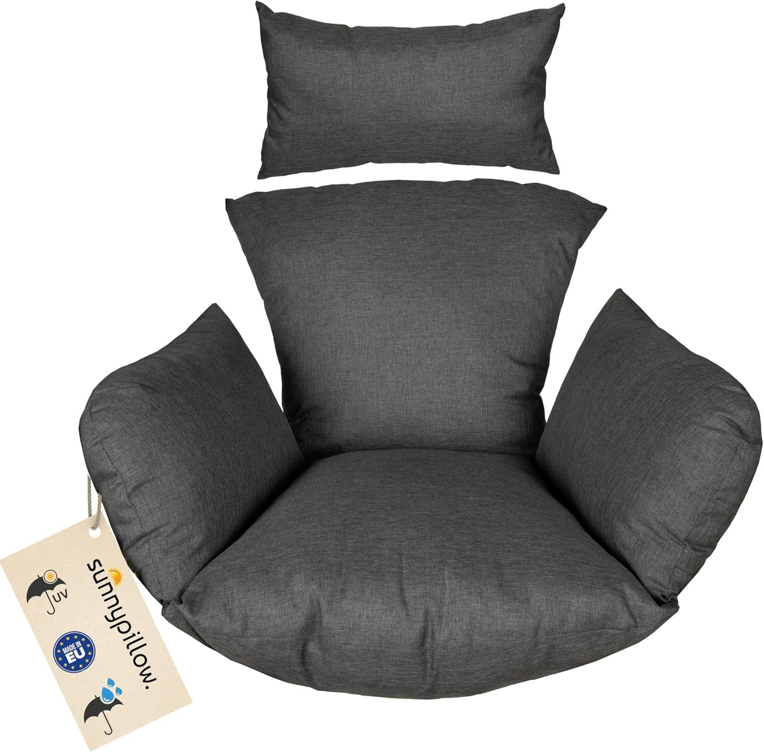sunnypillow Hängesessel Auflage für Rattan & Polyrattan Hängeschaukel, Anhrazit