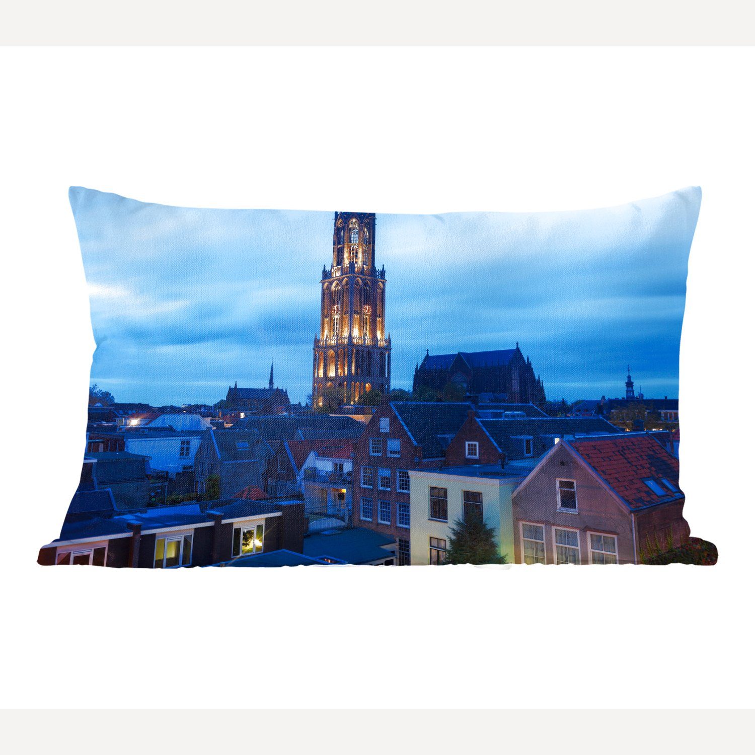 MuchoWow Dekokissen Utrecht - Domturm - Licht, Wohzimmer Dekoration, Zierkissen, Dekokissen mit Füllung, Schlafzimmer