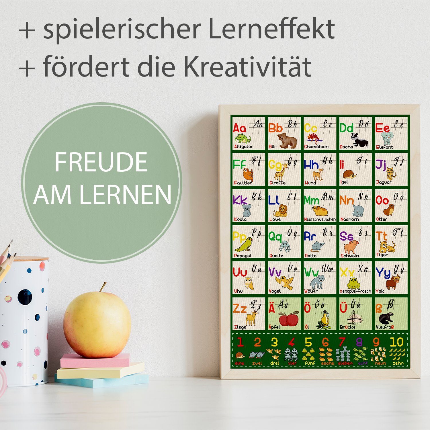 Tigerlino Poster Alphabet Lernposter ABC Kinderzimmer Wandbild Lernhilfe Ki günstig online kaufen