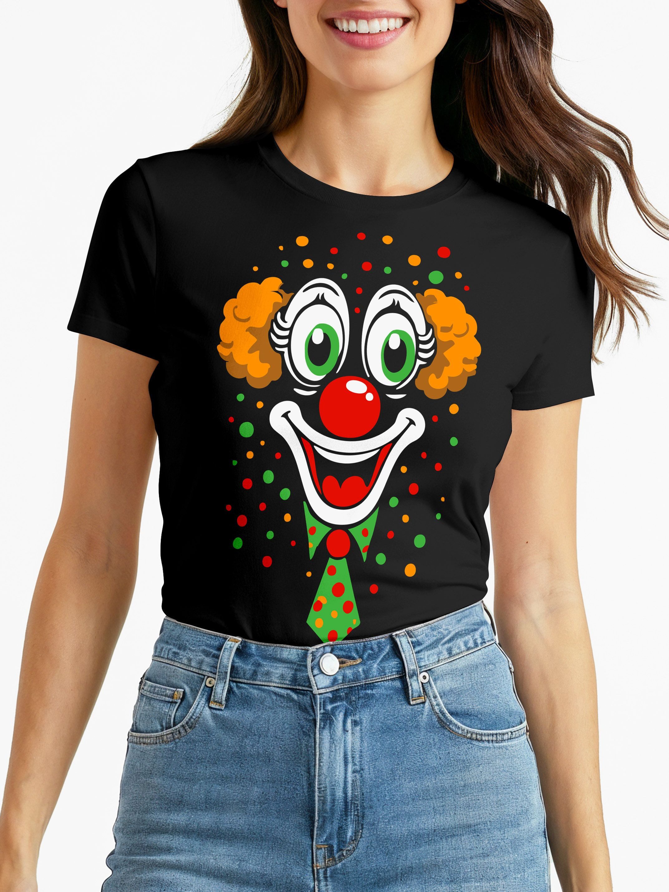 MoonWorks Print-Shirt Damen T-Shirt - Clownsgesicht- Fasching Karneval Ersa günstig online kaufen