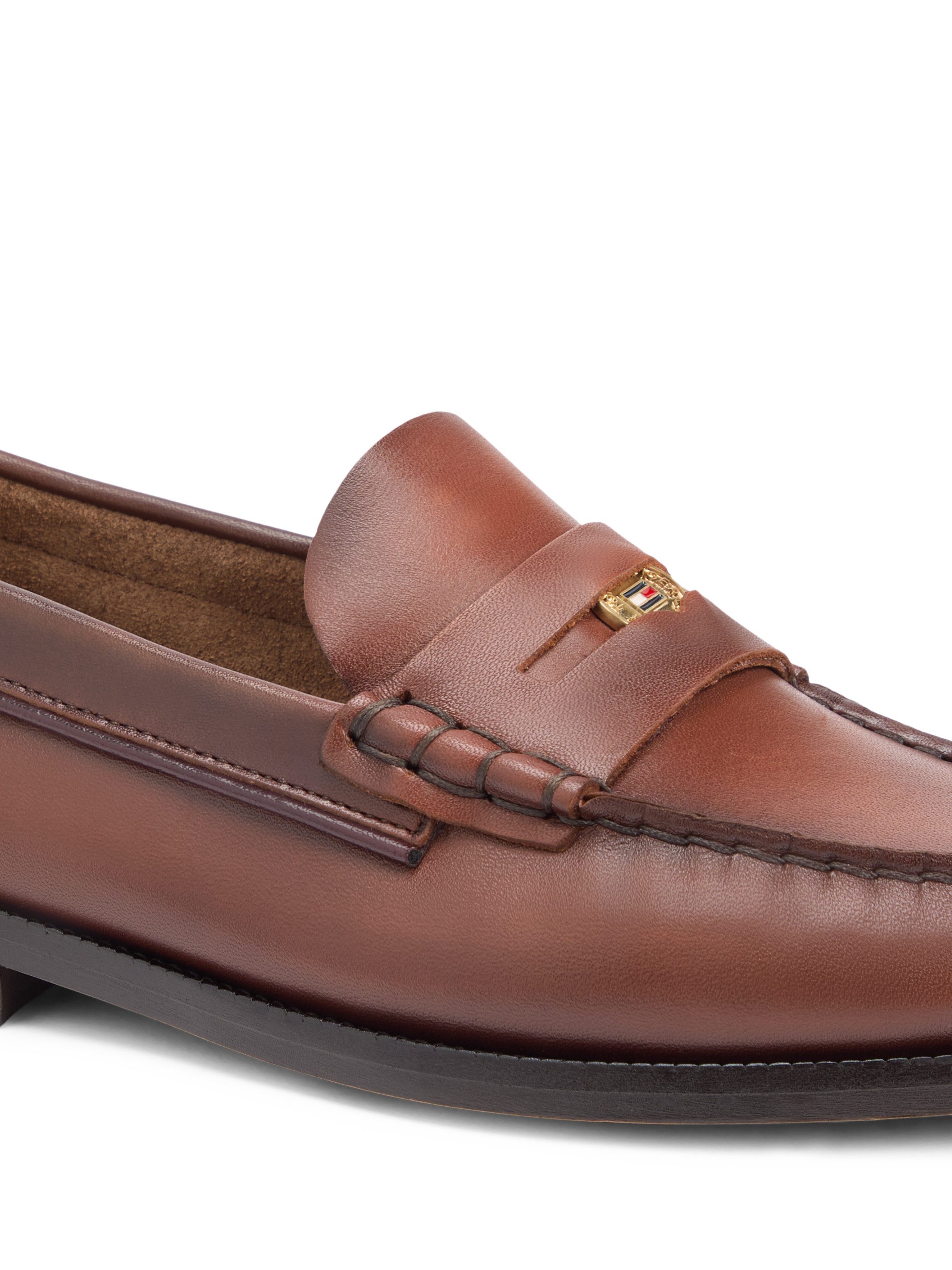 Tommy Hilfiger HILFIGER PENNY LOAFER SMOOTH LTH Loafer Blockabsatz, Slipper, Schlupfschuh mit Logoflag