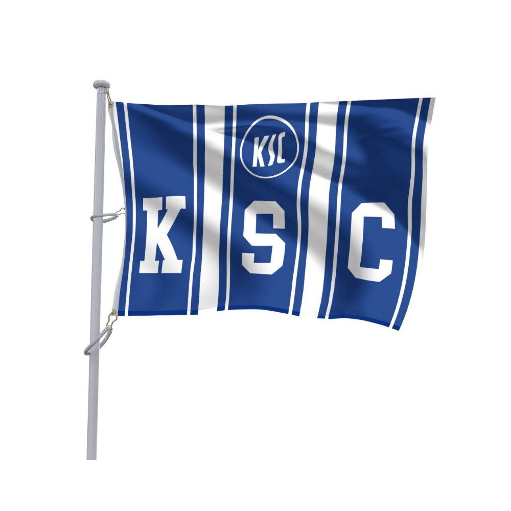 Karlsruher SC Fahne KSC Fahne Blockstreifen mit Ösen