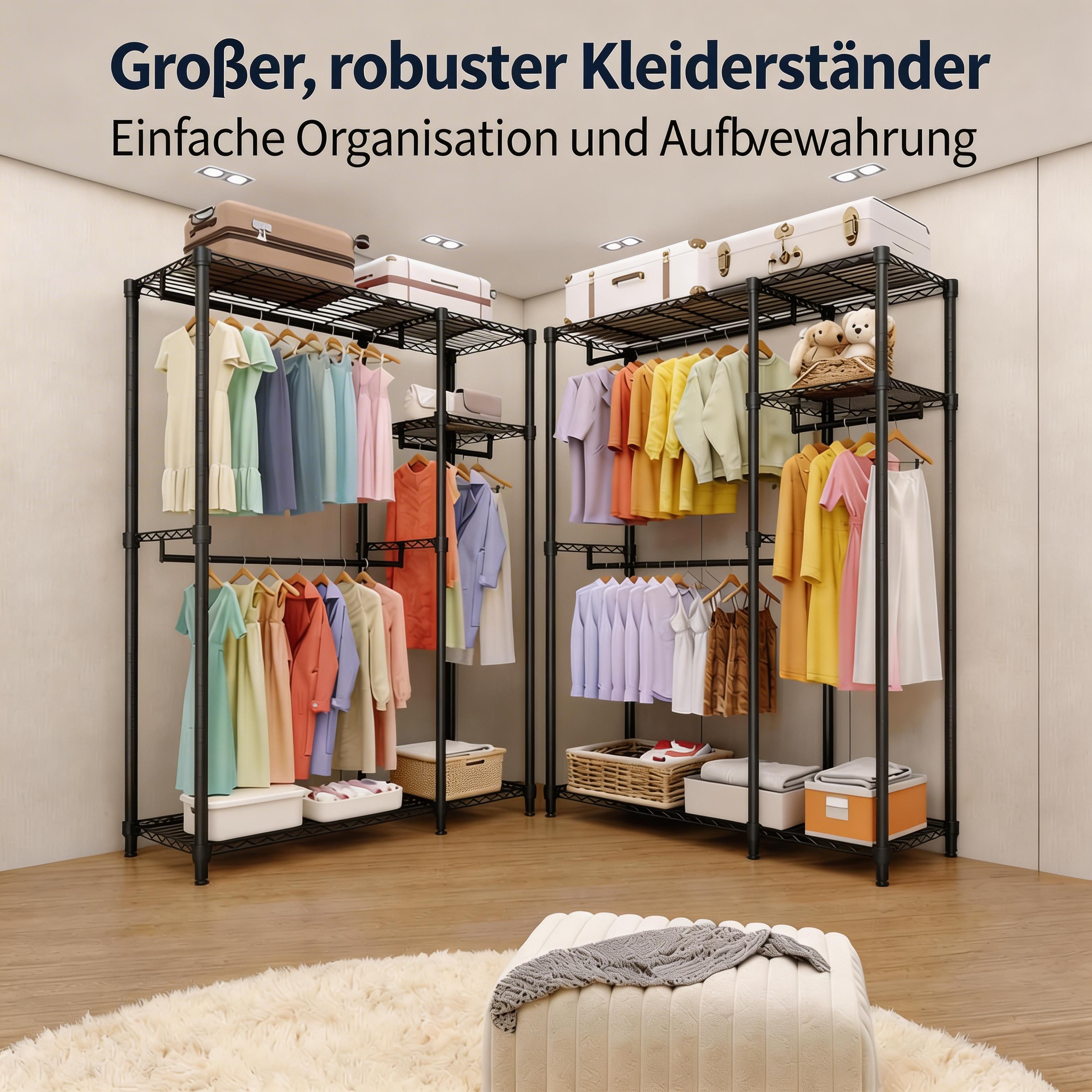 GarveeMore Kleiderständer Schwerlast Garderobenständer 320 kg Tragkraft Kleiderschrank Organizer – Bild 5 von 5