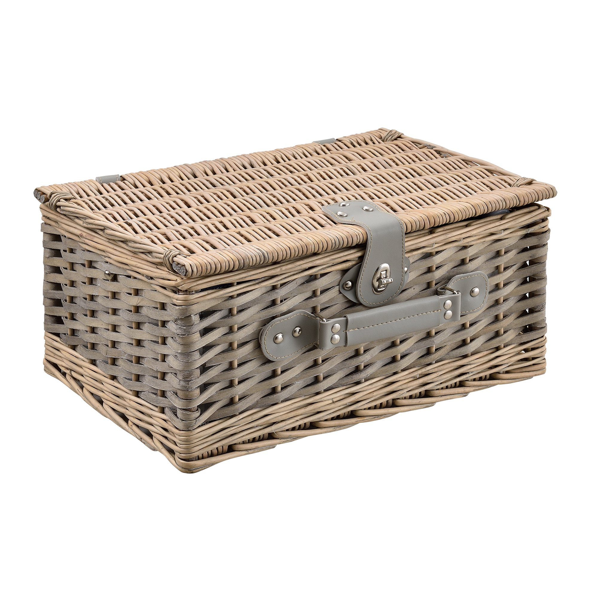 casa.pro Besteck-Set (1-tlg), 4 Personen, Weide, Picknickkorb mit Besteck für 4 Personen Blau-Weiß