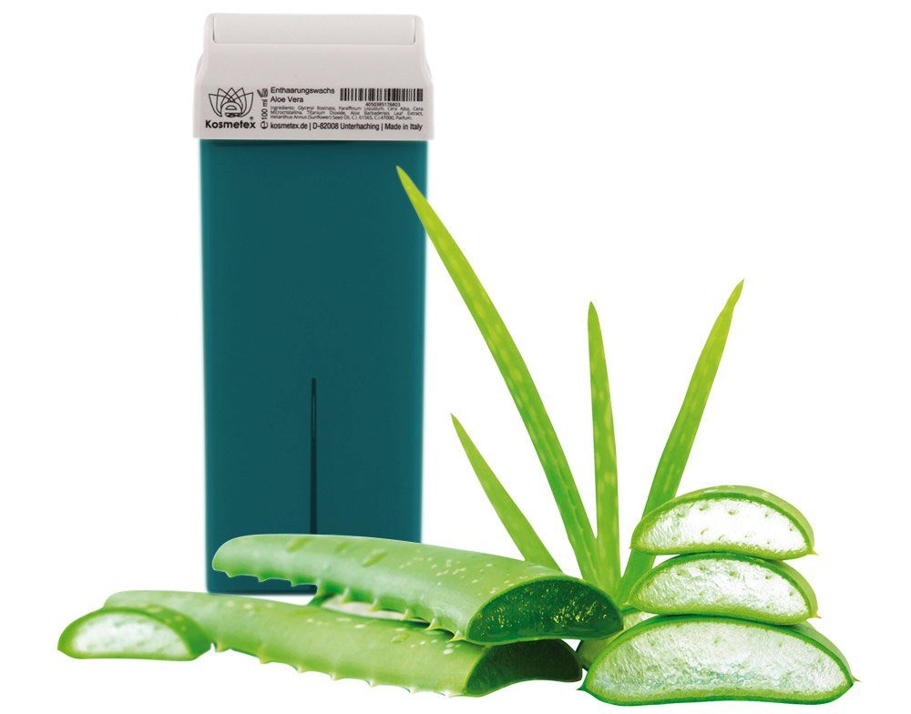 Kosmetex Körperrasierer Aloe Warmwachs, Haarentfernung Warm-Wachspatrone, Enthaarungswachs, Körperpflege Kosmetex Vera
